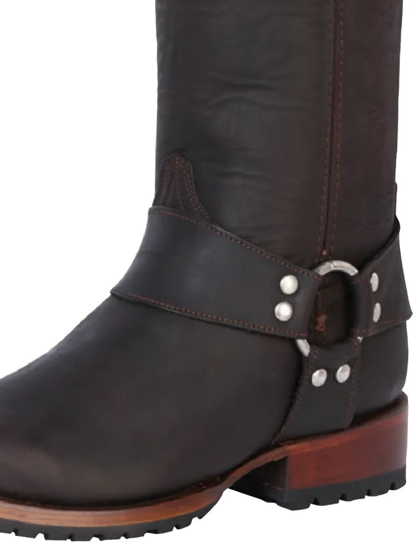 Classic Biker Boots with Genuine Leather Harness for Men 'El General' Choco 40673 - BELLEZA'S - Classic Biker Boots with Genuine Leather Harness for Men 'El General' Choco 40673 - Men's Boot - 04067301