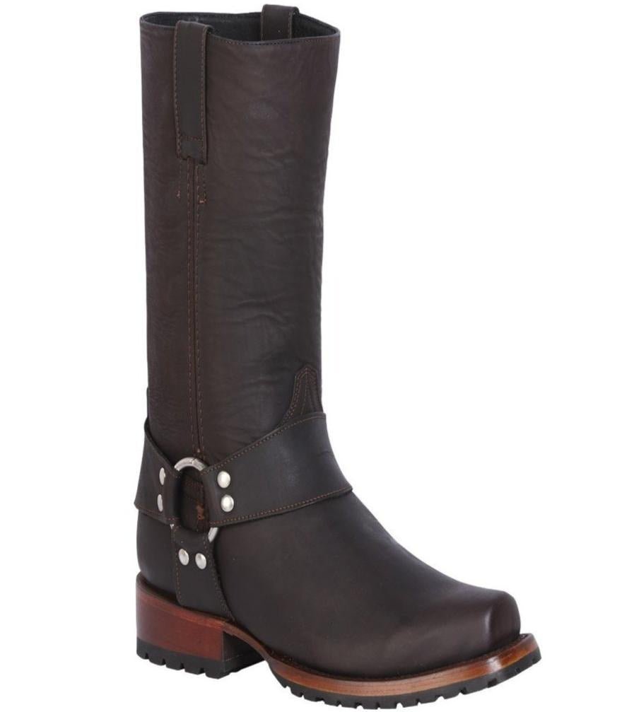 Classic Biker Boots with Genuine Leather Harness for Men 'El General' Choco 40673 - BELLEZA'S - Classic Biker Boots with Genuine Leather Harness for Men 'El General' Choco 40673 - Men's Boot - 04067301