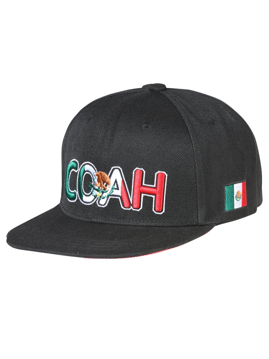 Coahuila Black Embroidered Polyester Snap Back Cap 'El General' 44805 - BELLEZA'S - Coahuila Black Embroidered Polyester Snap Back Cap 'El General' 44805 - Caps - 04480501