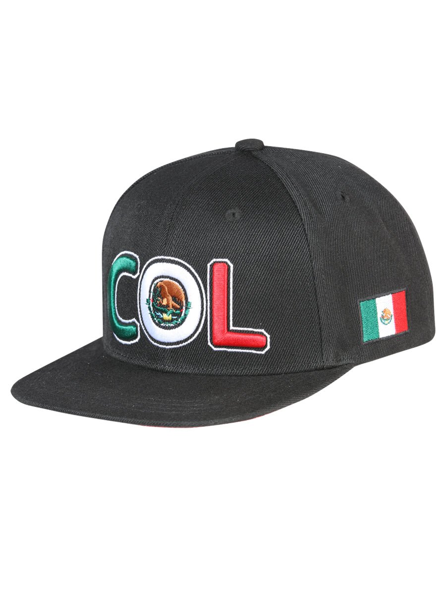 Colima Black Embroidered Polyester Snap Back Cap 'El General' 44806 - BELLEZA'S - Colima Black Embroidered Polyester Snap Back Cap 'El General' 44806 - Caps - 04480601