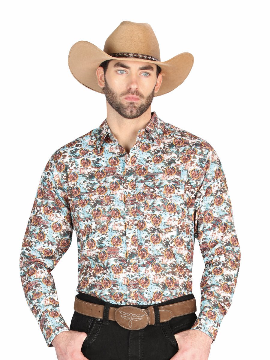 El General - Casual Long Sleeve Shirt - Brown/Blue 44330 - BELLEZA'S - El General - Casual Long Sleeve Shirt - Brown/Blue 44330 - CABALLERO - 04433001