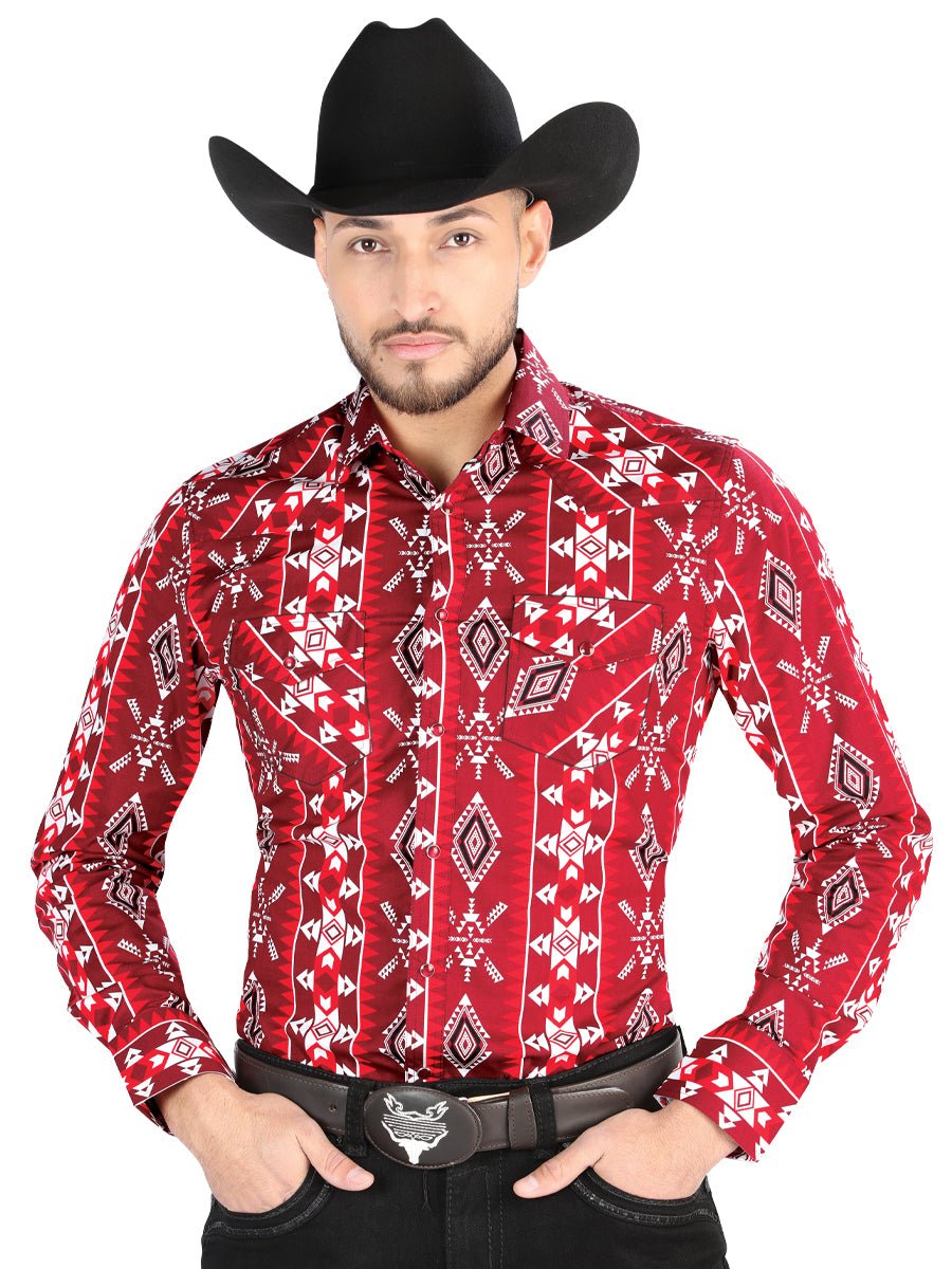 El General - Casual Long Sleeve Shirt - Red 44504 - BELLEZA'S - El General - Casual Long Sleeve Shirt - Red 44504 - Men's Shirt - 04450401
