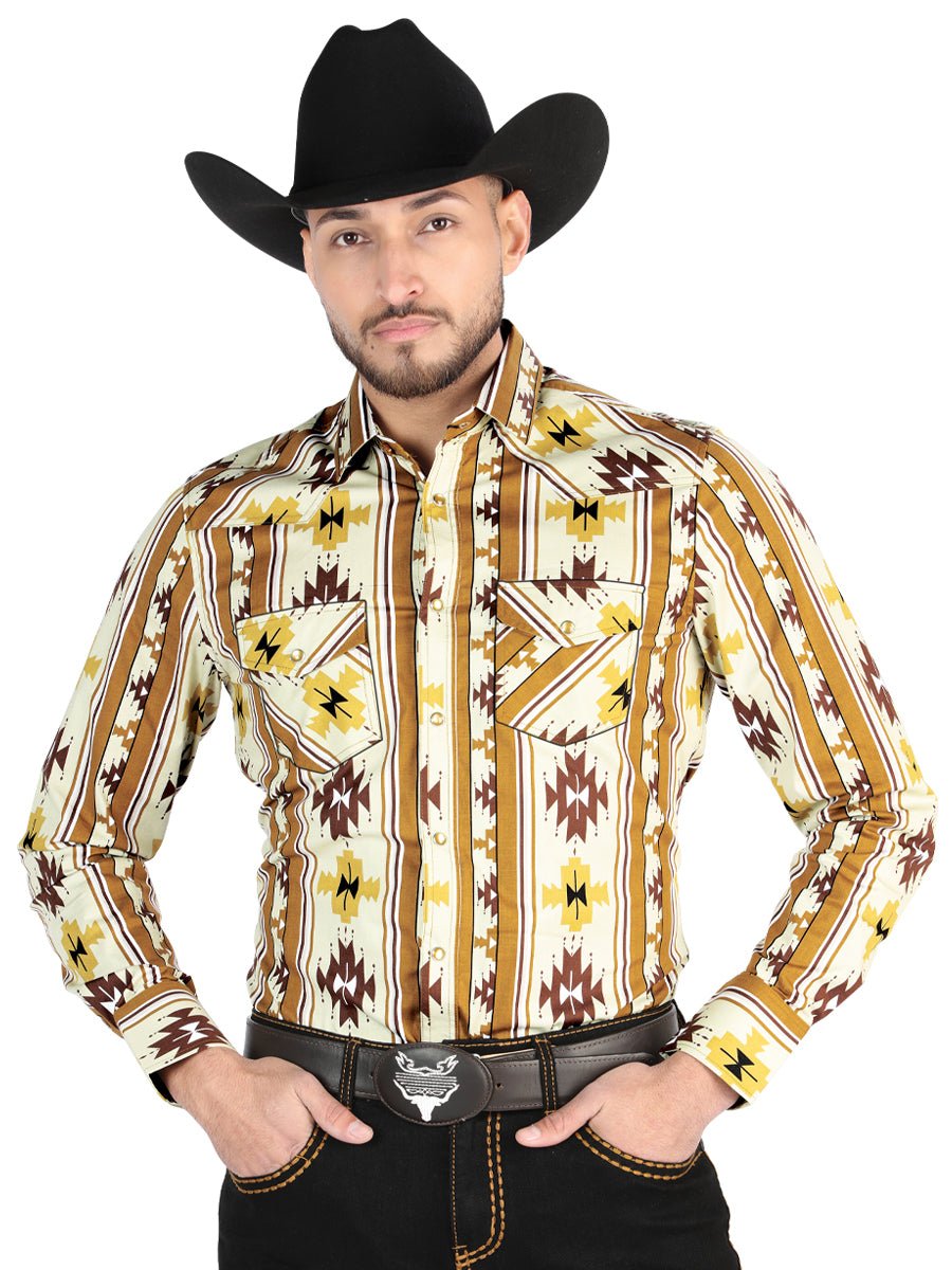 El General - Casual Long Sleeve Shirt - Taupe 44471 - BELLEZA'S - El General - Casual Long Sleeve Shirt - Taupe 44471 - CABALLERO - 04447101