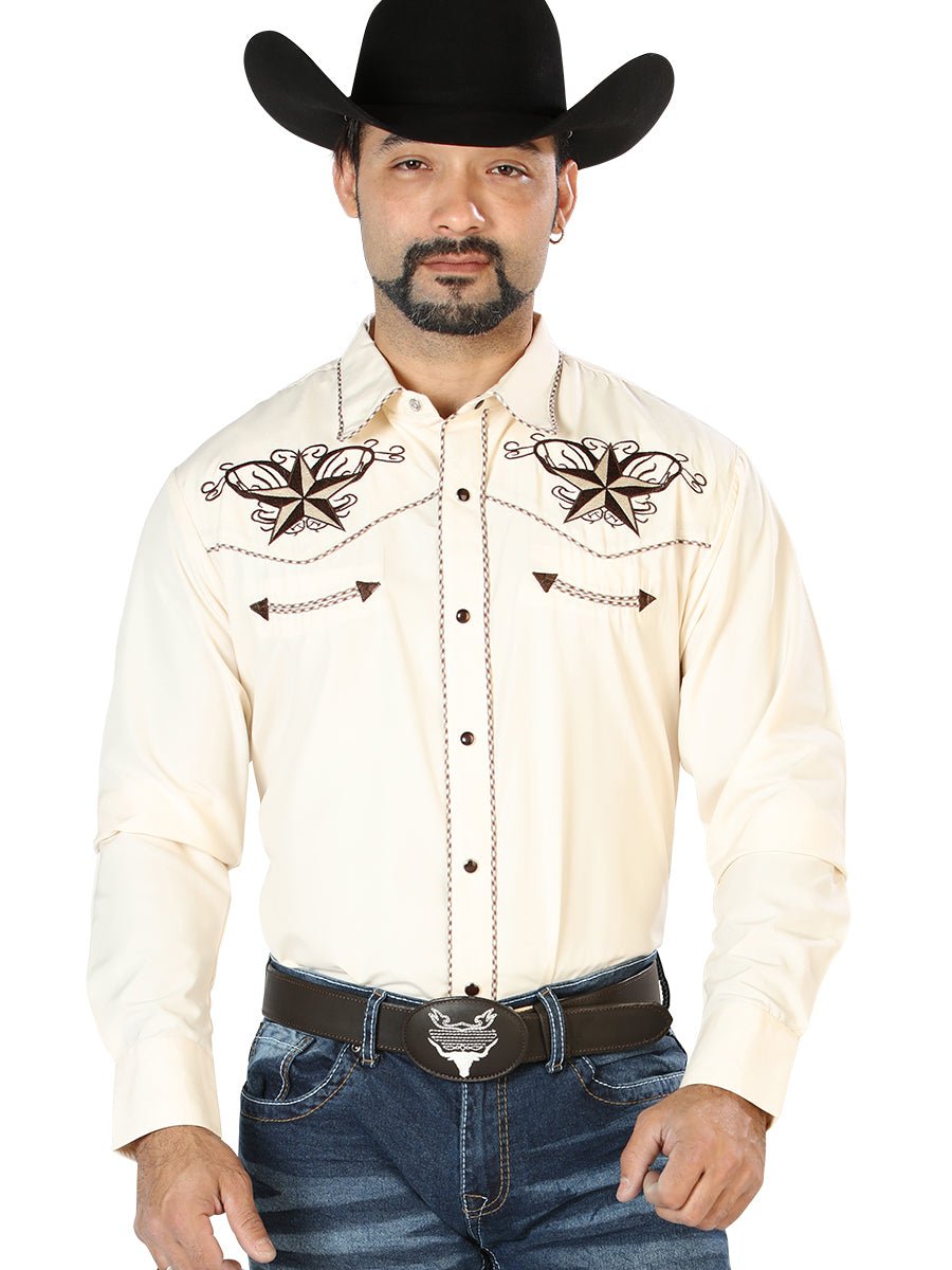 El General Embroidery Western Shirt Beige/Black 126684 - BELLEZA'S - El General Embroidery Western Shirt Beige/Black 126684 - CABALLERO - 12668401