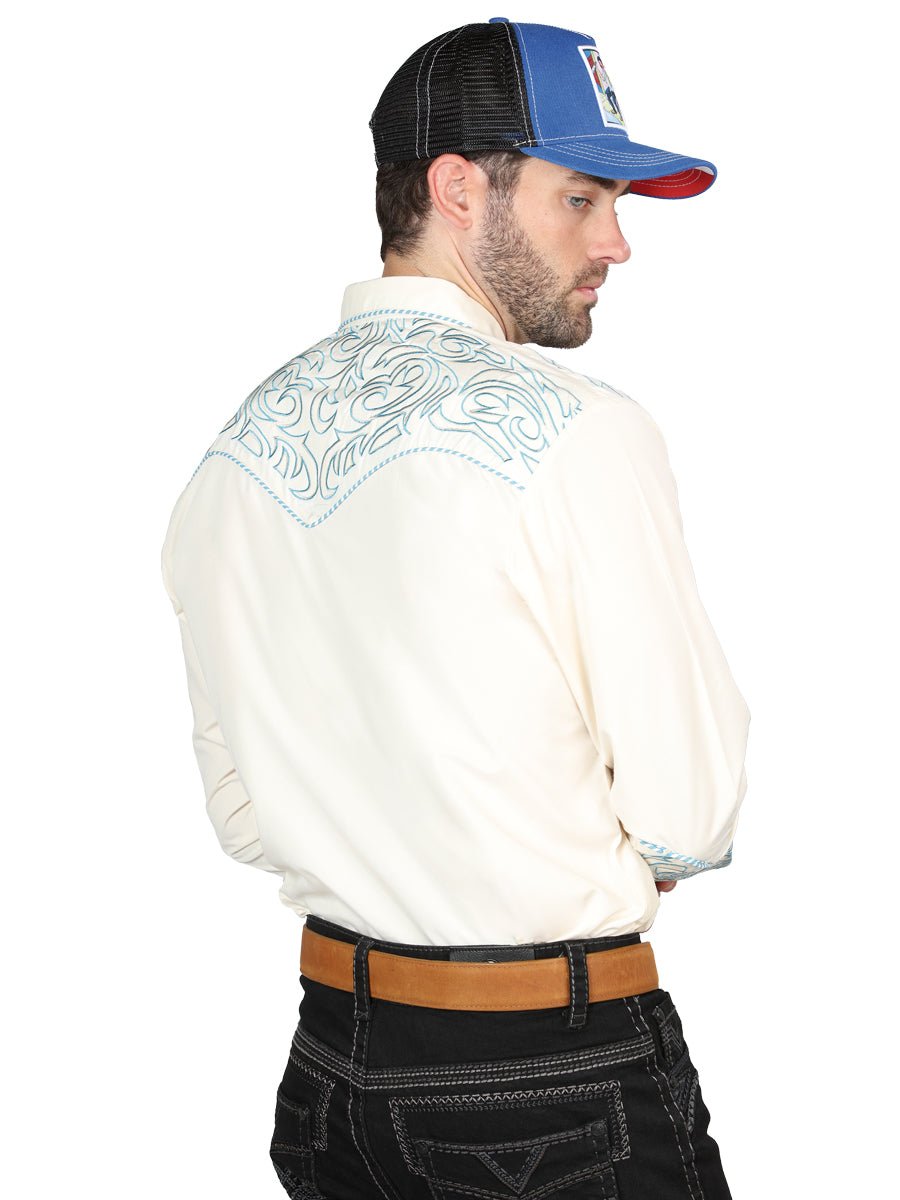 El General Embroidery Western Shirt Beige/Blue 44199 - BELLEZA'S - El General Embroidery Western Shirt Beige/Blue 44199 - CABALLERO - 04419901