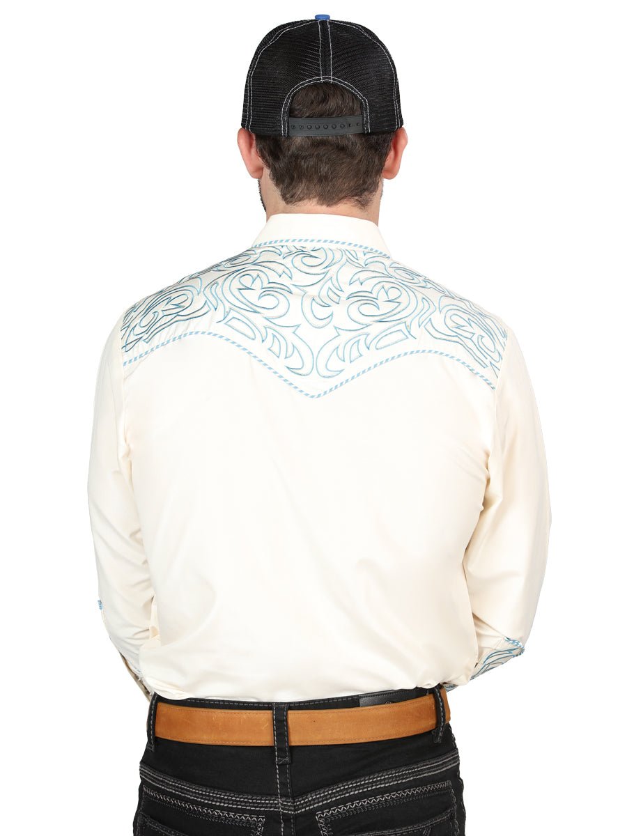 El General Embroidery Western Shirt Beige/Blue 44199 - BELLEZA'S - El General Embroidery Western Shirt Beige/Blue 44199 - CABALLERO - 04419901