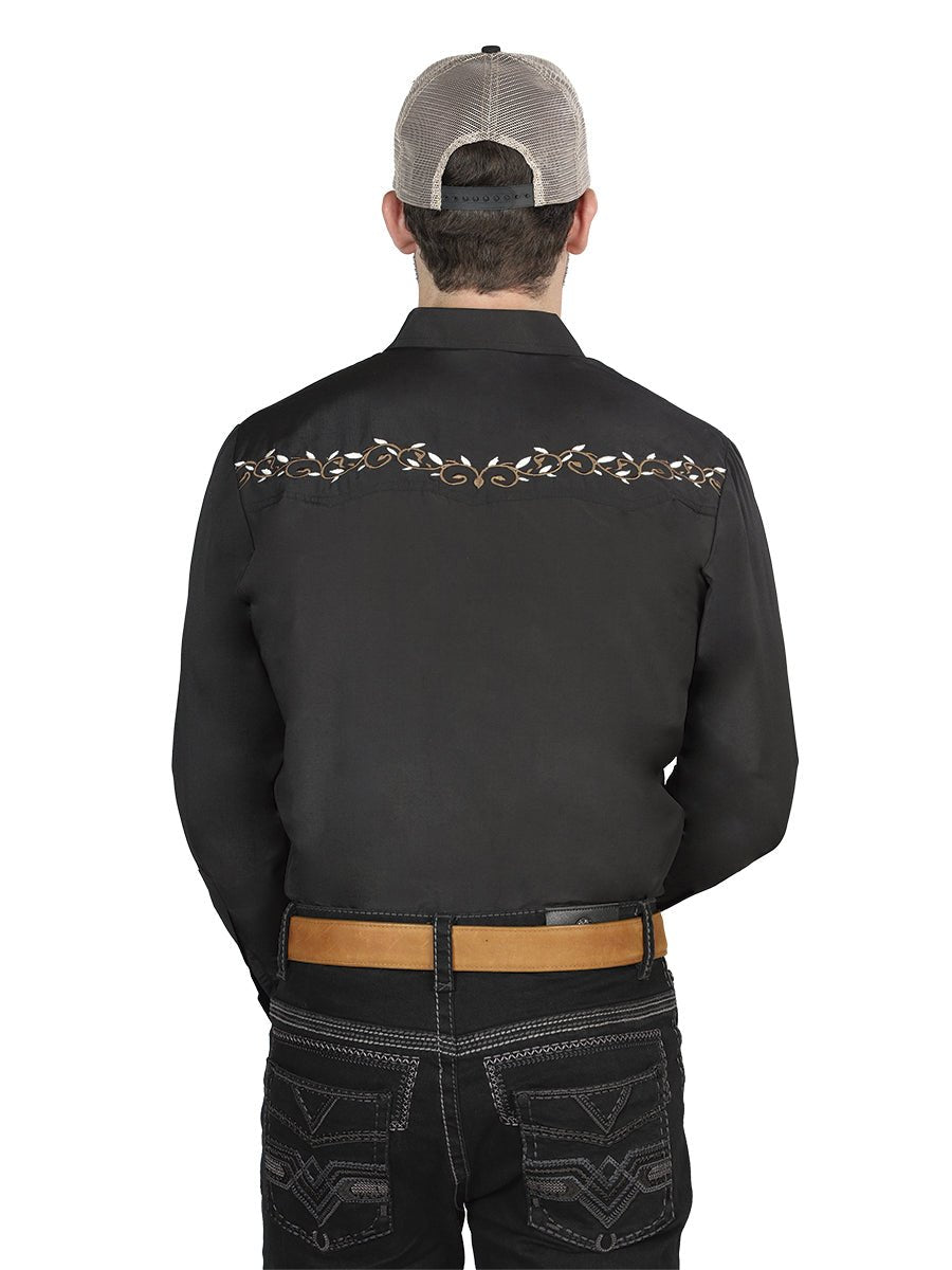 El General Embroidery Western Shirt Black/Gold 44200 - BELLEZA'S - El General Embroidery Western Shirt Black/Gold 44200 - CABALLERO - 04420001
