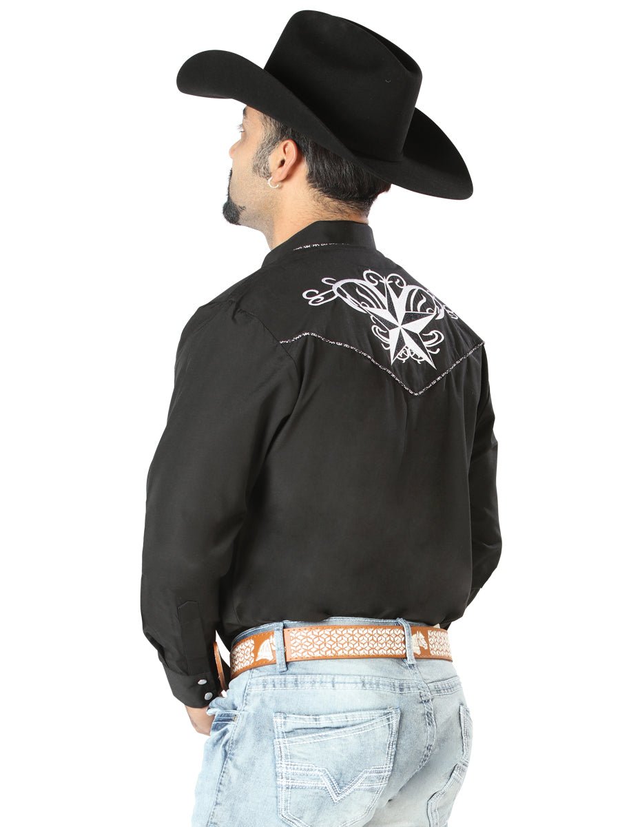 El General Embroidery Western Shirt Black/White 126682 - BELLEZA'S - El General Embroidery Western Shirt Black/White 126682 - CABALLERO - 12668201