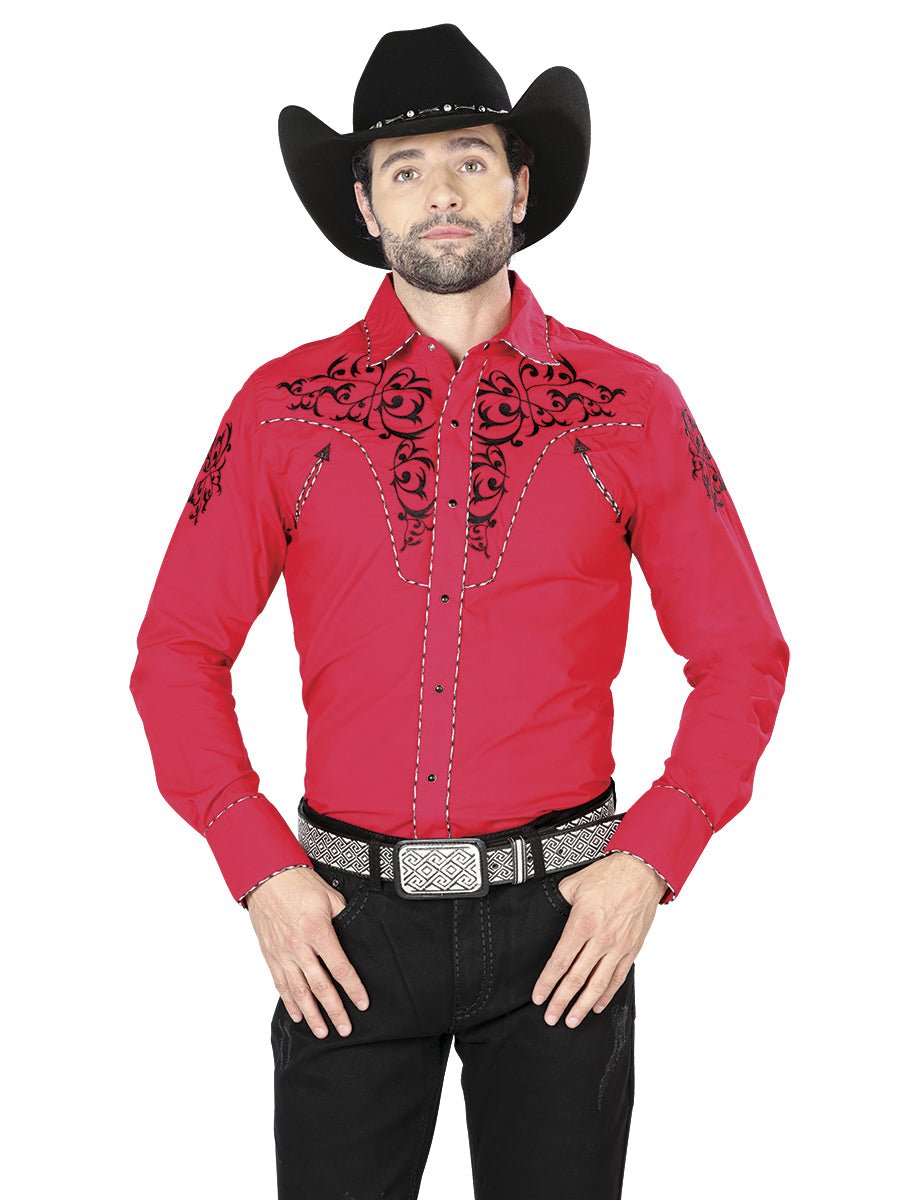 El General Embroidery Western Shirt Red/Black 40992 - BELLEZA'S - El General Embroidery Western Shirt Red/Black 40992 - CABALLERO - 04099201