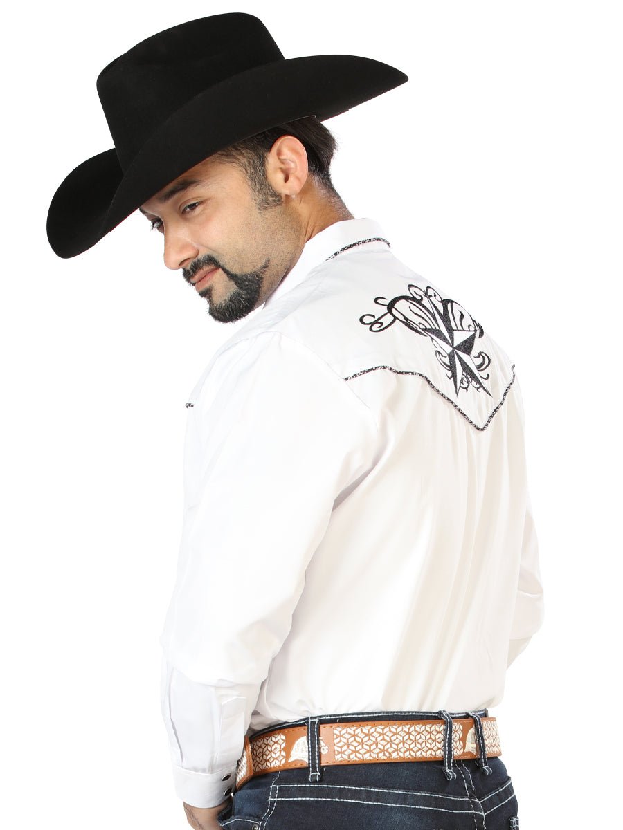 El General Embroidery Western Shirt White/Black 126683 - BELLEZA'S - El General Embroidery Western Shirt White/Black 126683 - CABALLERO - 12668301