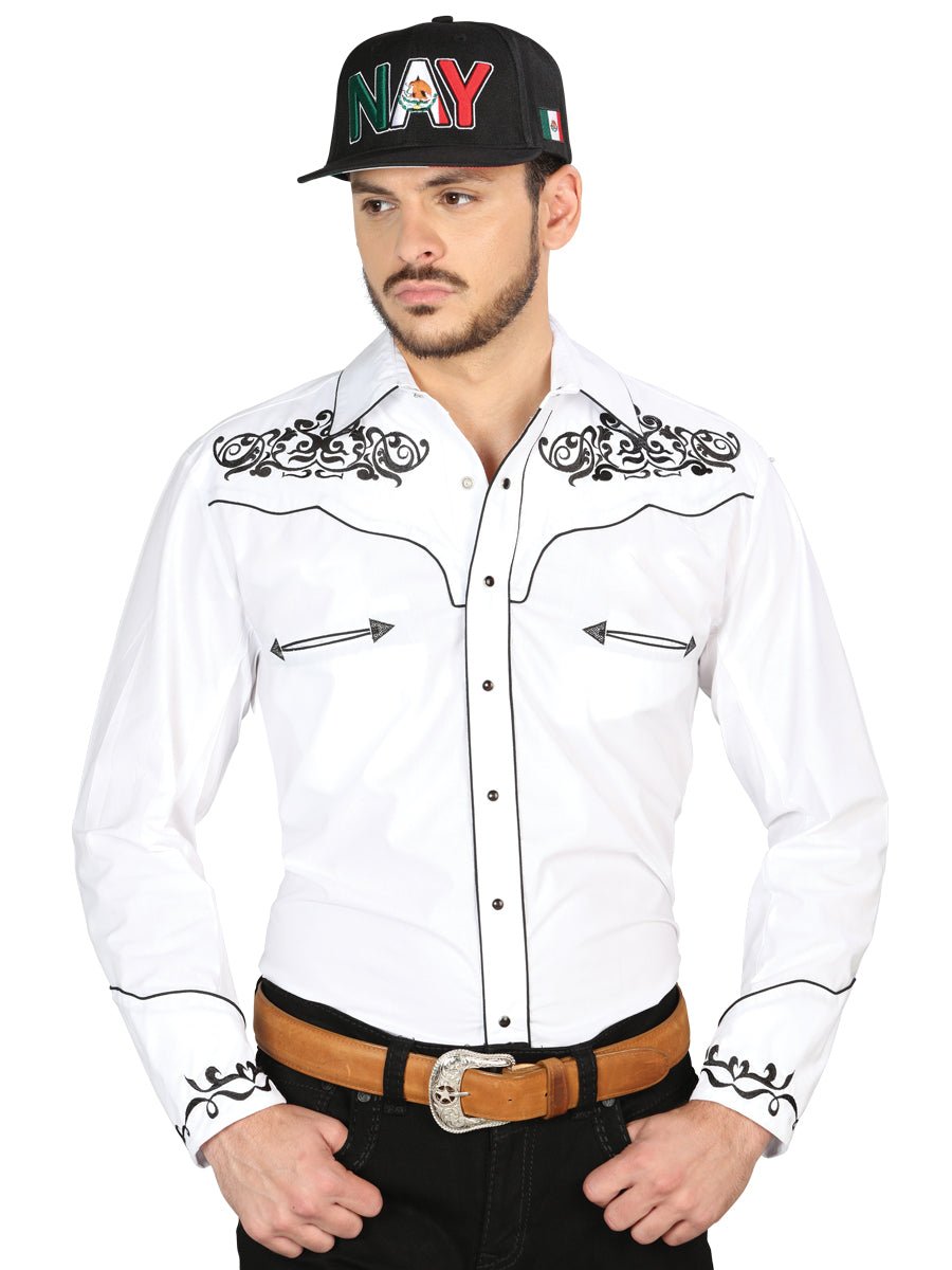 El General Embroidery Western Shirt White/Black 40988 - BELLEZA'S - El General Embroidery Western Shirt White/Black 40988 - CABALLERO - 04098801