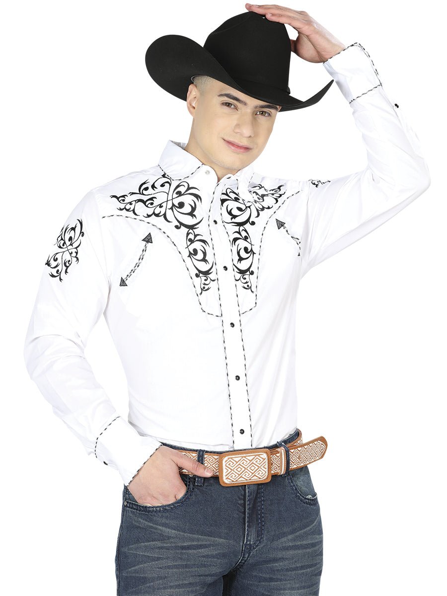 El General Embroidery Western Shirt White/Black 40991 - BELLEZA'S - El General Embroidery Western Shirt White/Black 40991 - CABALLERO - 04099101