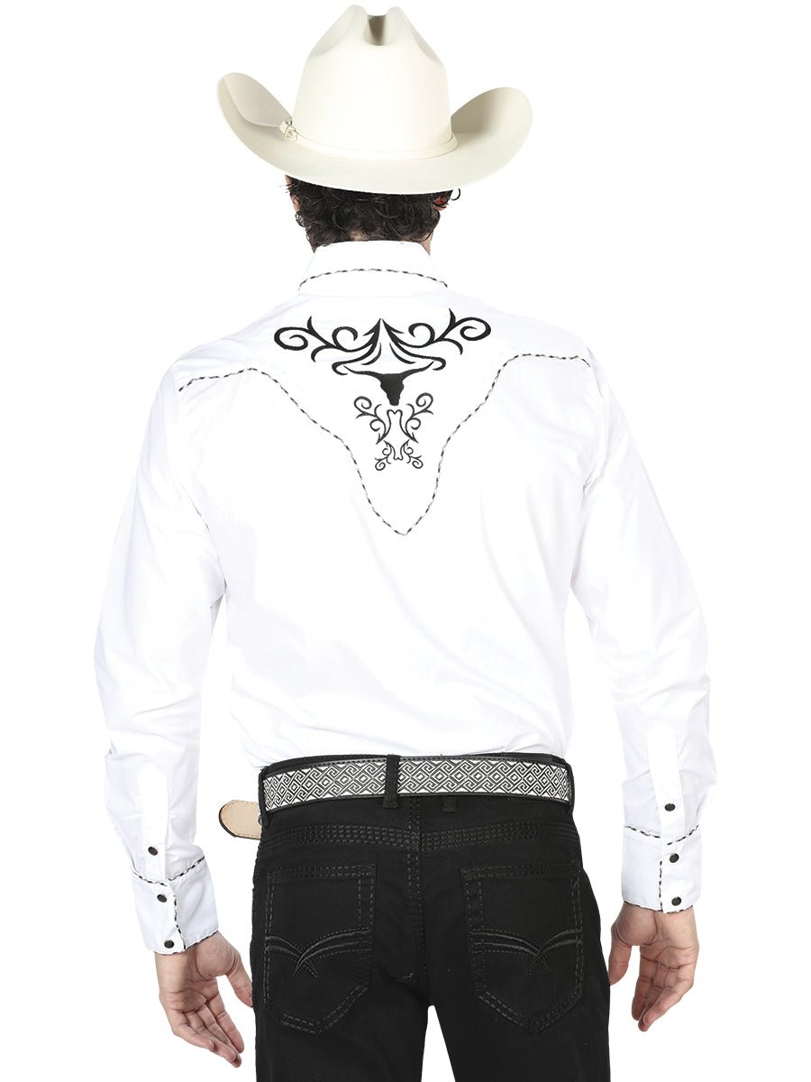 El General Embroidery Western Shirt White/Black 41004 - BELLEZA'S - El General Embroidery Western Shirt White/Black 41004 - CABALLERO - 04100401