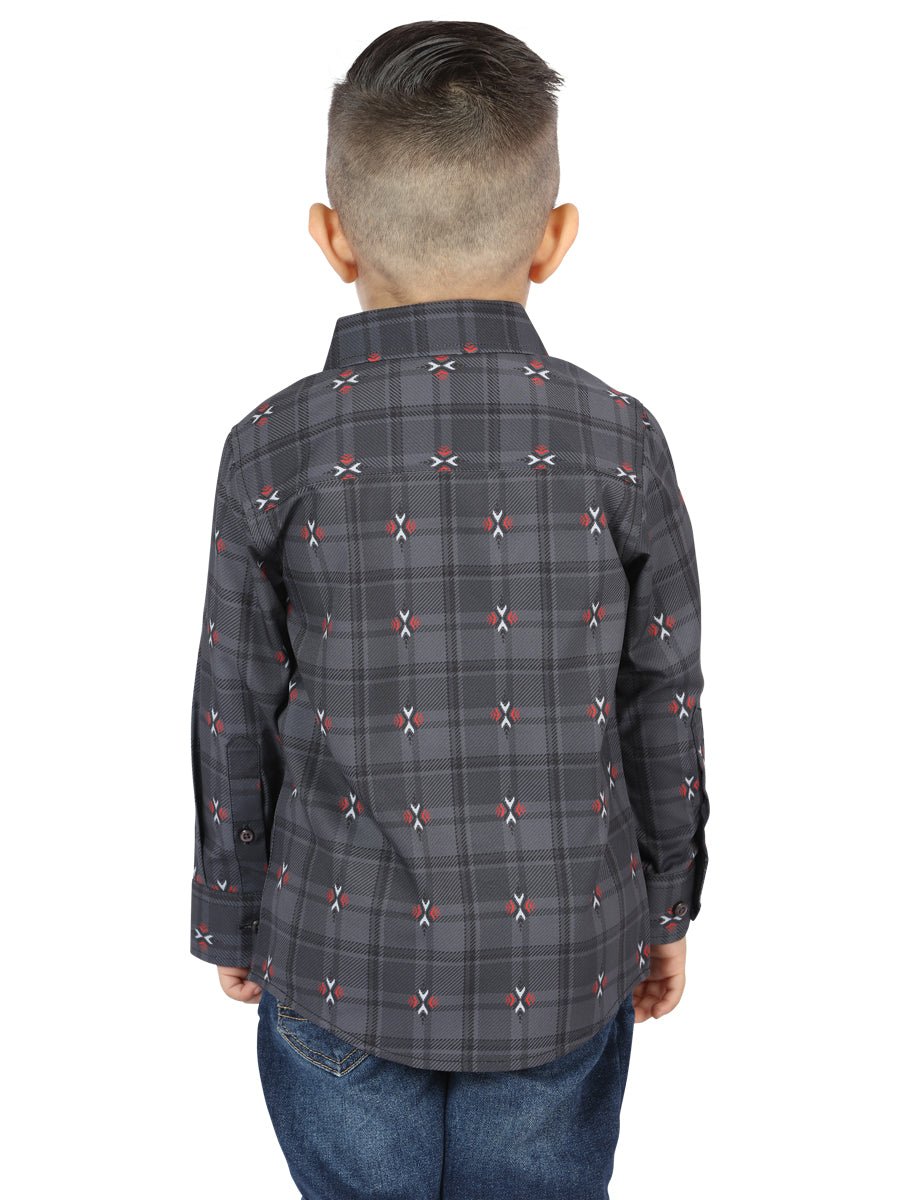 El General Gray/Brown Casual Long - Sleeve Shirt 44742 - BELLEZA'S - El General Gray/Brown Casual Long - Sleeve Shirt 44742 - NIÑO - 04474201