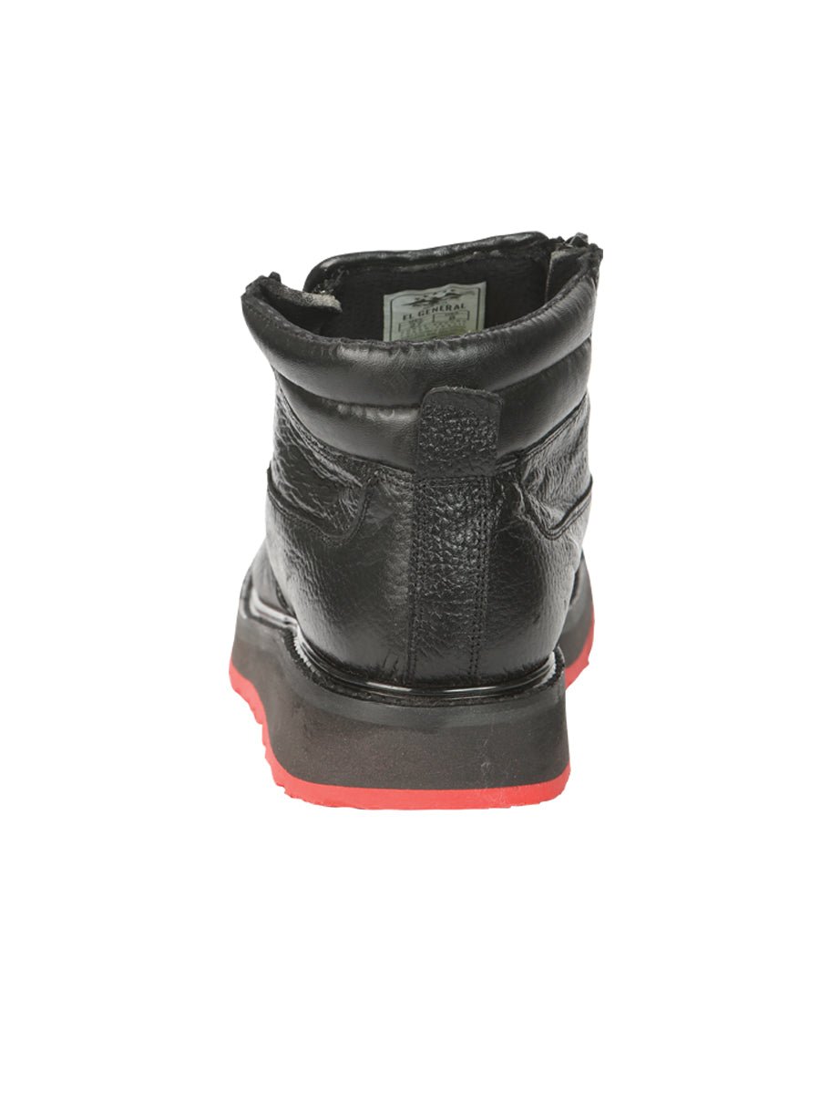 El General Men’s Ankle Boots with Zipper - Black/Red Petatillo Leather 45402 - BELLEZA'S - El General Men’s Ankle Boots with Zipper - Black/Red Petatillo Leather 45402 - CABALLERO - 04540201