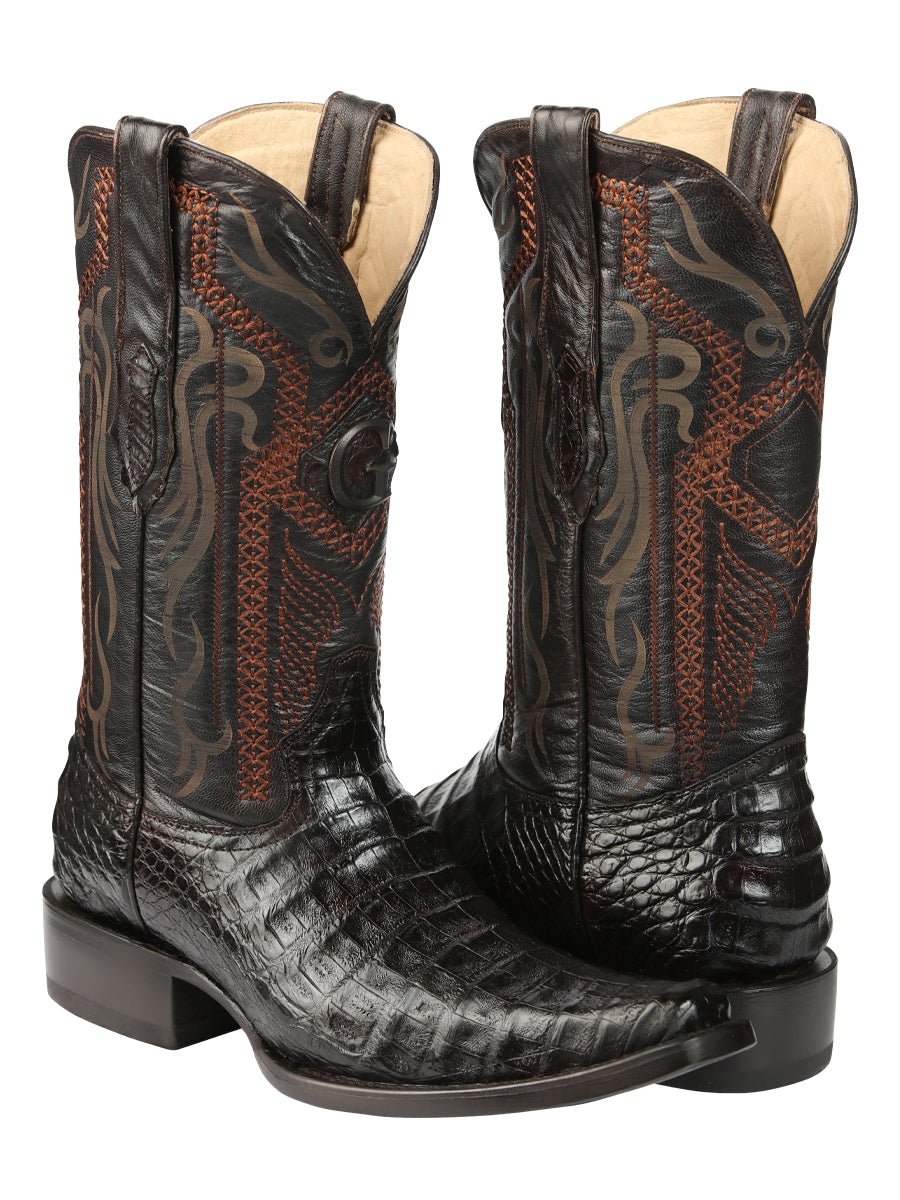 El General Men's Exotic Caiman Belly Cowboy Boots - Brown 45079 - BELLEZA'S - El General Men's Exotic Caiman Belly Cowboy Boots - Brown 45079 - CABALLERO - 04507901