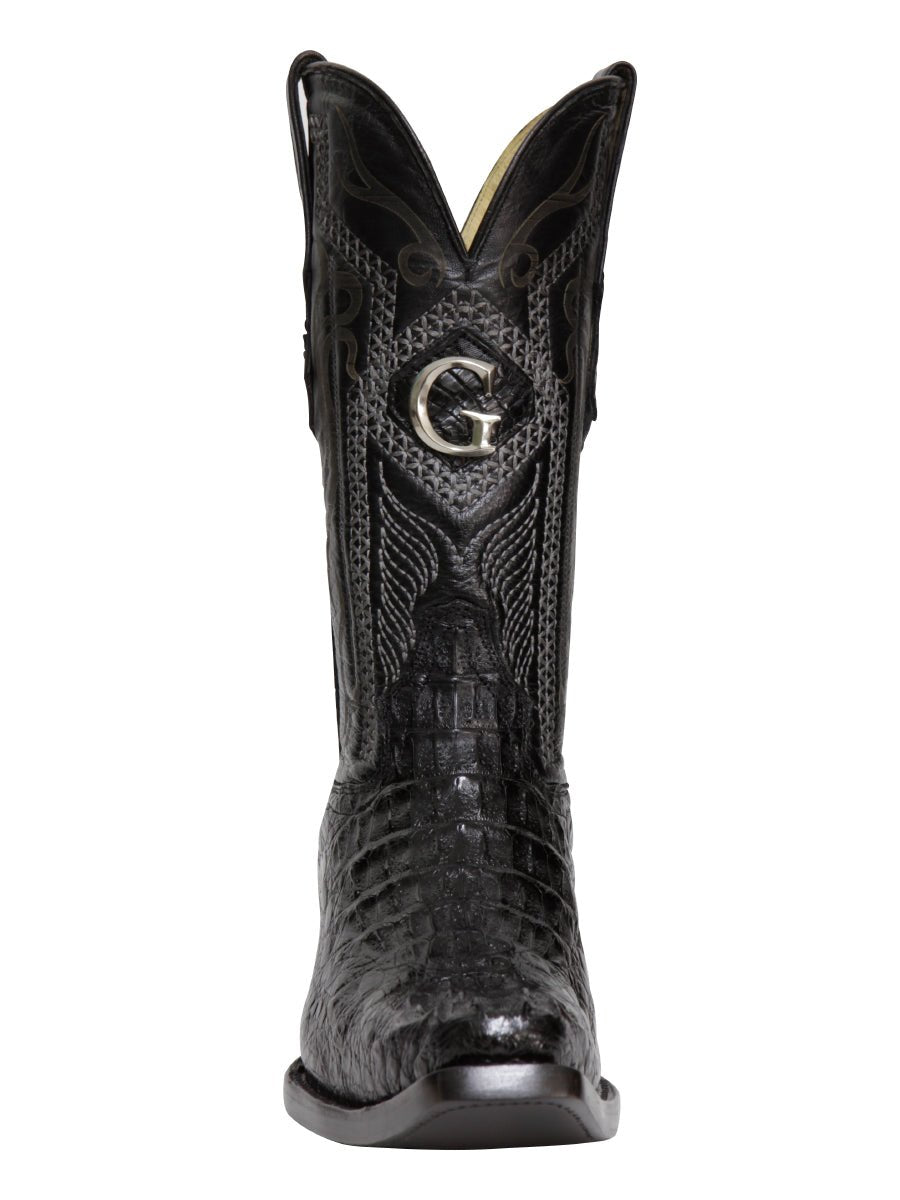 El General Men's Exotic Caiman Nuca Cowboy Boots - Black 45081 - BELLEZA'S - El General Men's Exotic Caiman Nuca Cowboy Boots - Black 45081 - CABALLERO - 04508101