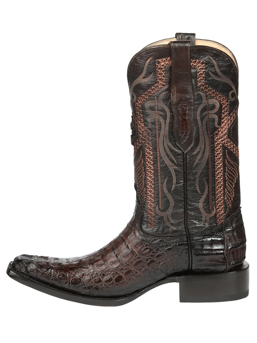 El General Men's Exotic Caiman Nuca Cowboy Boots - Brown 45082 - BELLEZA'S - El General Men's Exotic Caiman Nuca Cowboy Boots - Brown 45082 - CABALLERO - 04508201