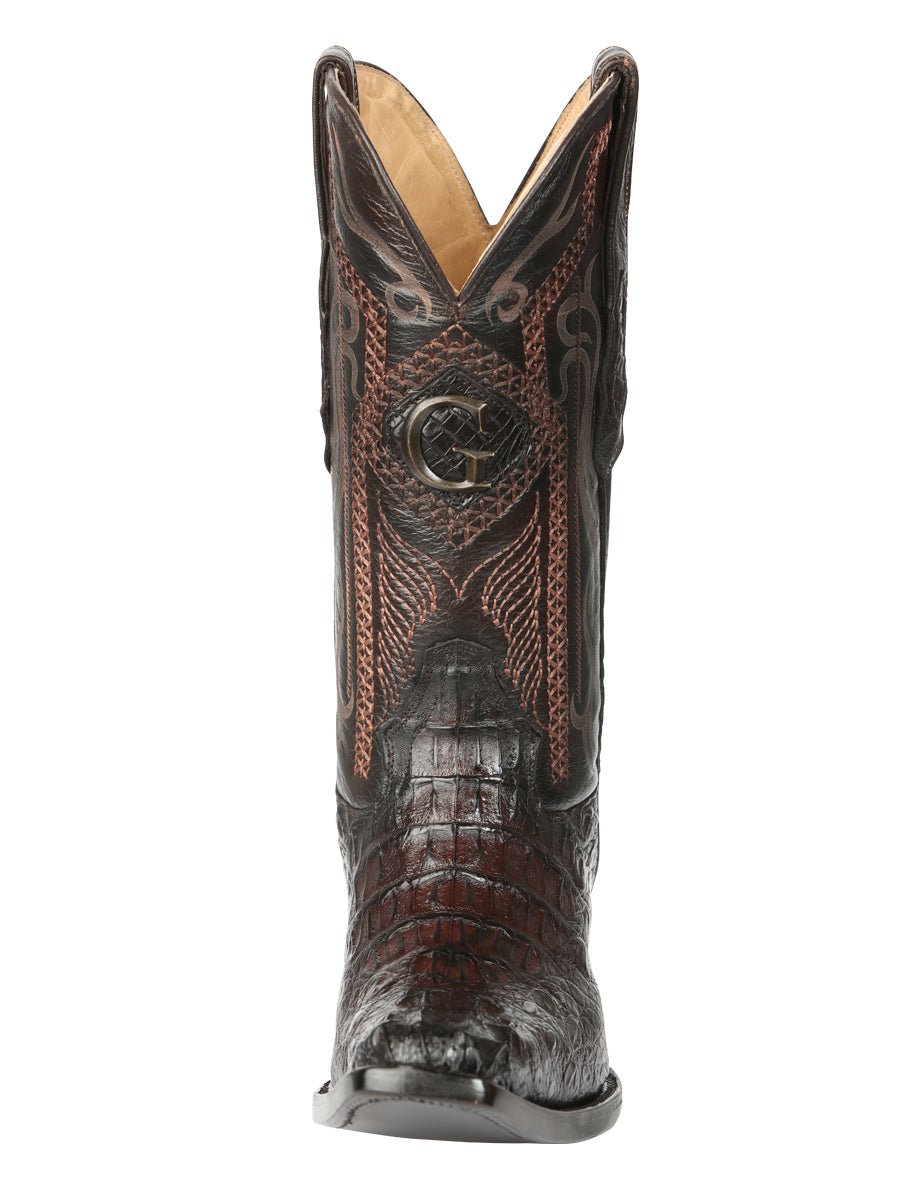 El General Men's Exotic Caiman Nuca Cowboy Boots - Brown 45082 - BELLEZA'S - El General Men's Exotic Caiman Nuca Cowboy Boots - Brown 45082 - CABALLERO - 04508201