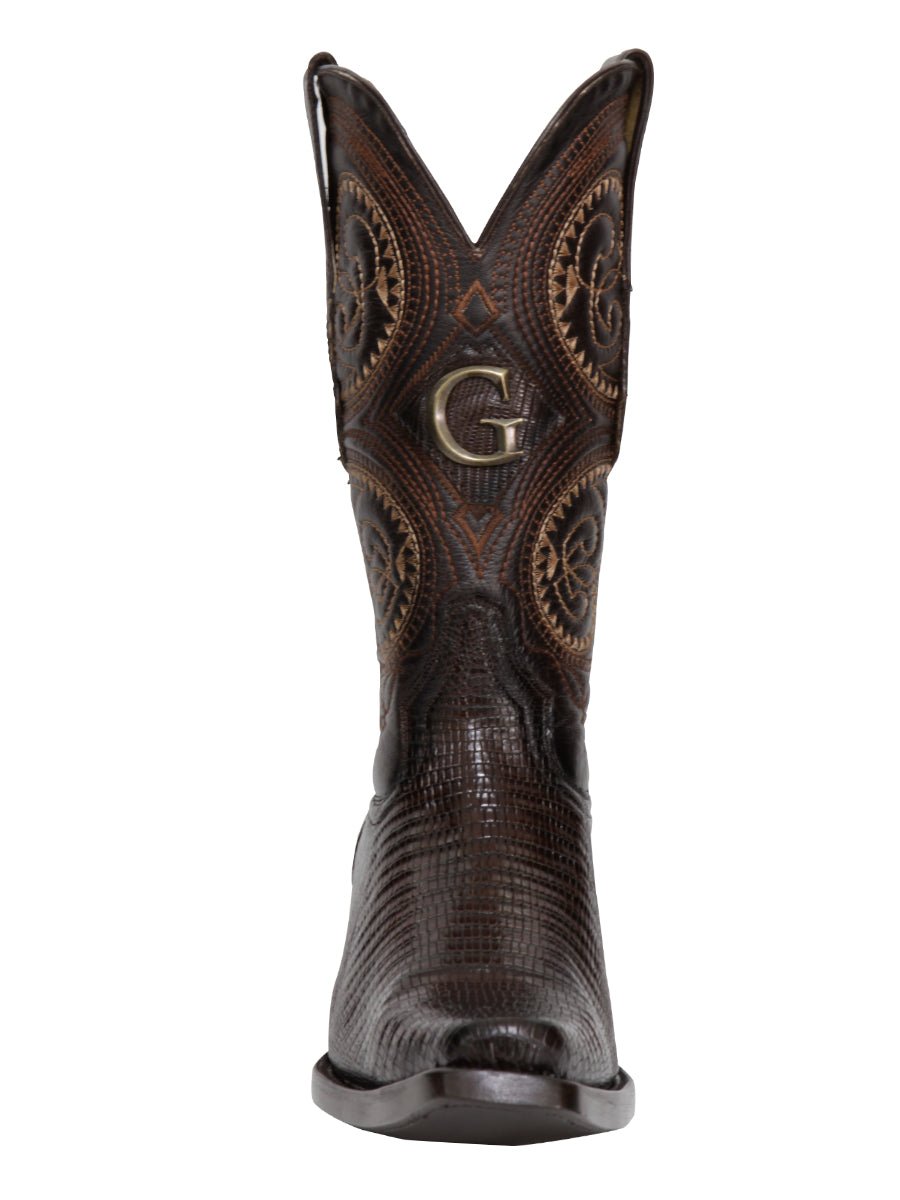 El General Men's Exotic Lizard Cowboy Boots - Brown 45073 - BELLEZA'S - El General Men's Exotic Lizard Cowboy Boots - Brown 45073 - CABALLERO - 04507301