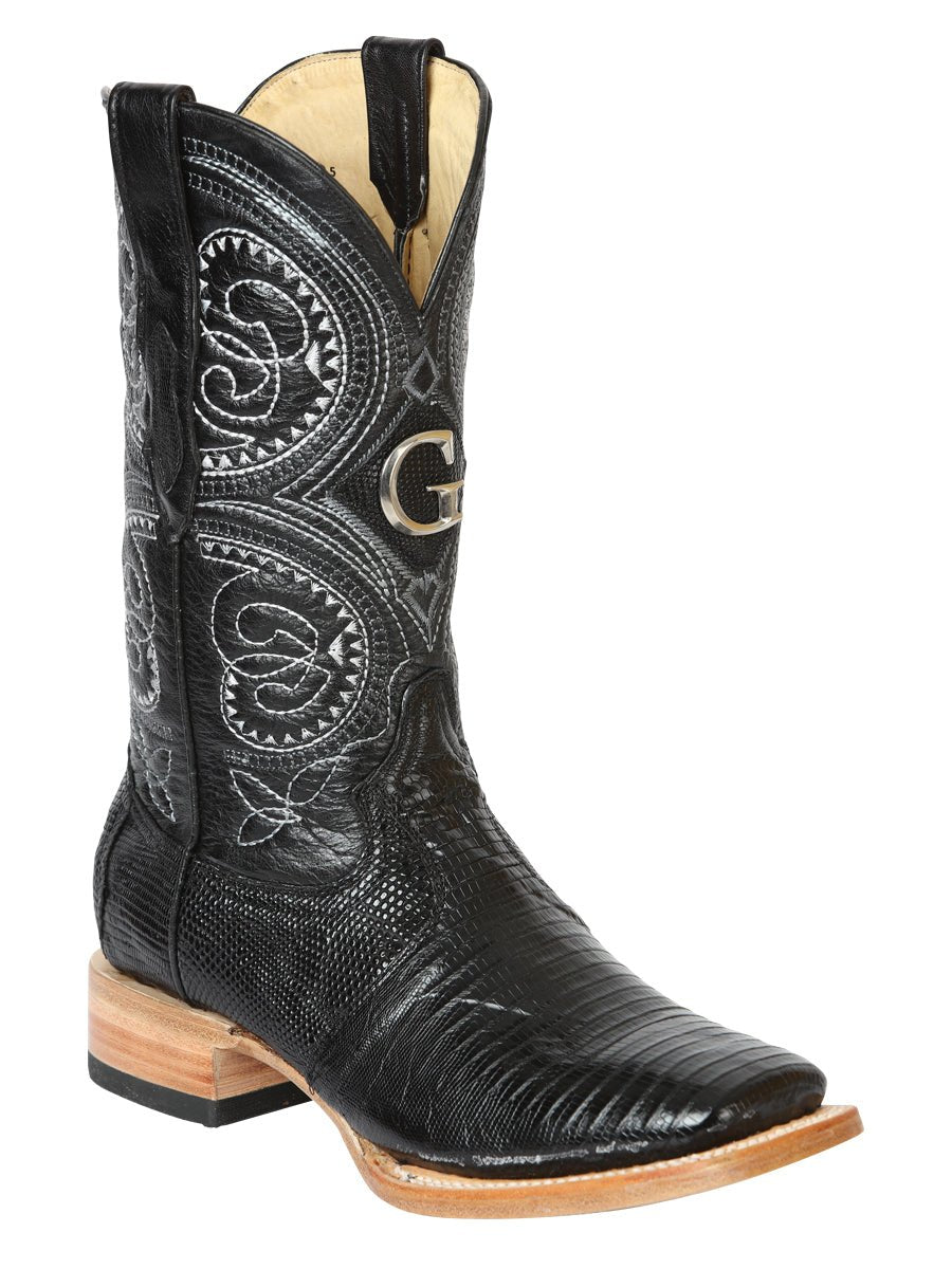 El General Men's Exotic Lizard Rodeo Cowboy Boots - Black 45069 - BELLEZA'S - El General Men's Exotic Lizard Rodeo Cowboy Boots - Black 45069 - CABALLERO - 04506901