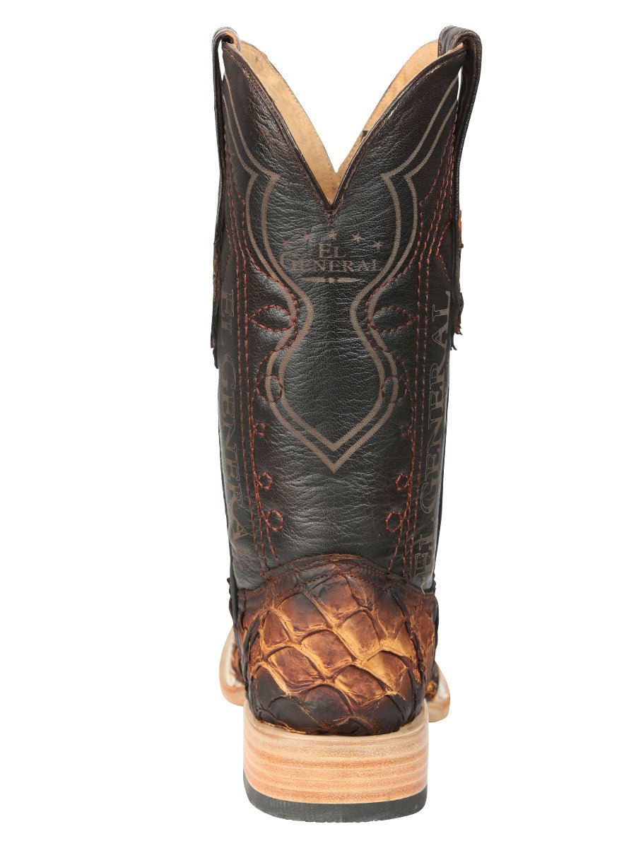 El General Men's Exotic Monster Fish Rodeo Cowboy Boots - Cognac 45085 - BELLEZA'S - El General Men's Exotic Monster Fish Rodeo Cowboy Boots - Cognac 45085 - CABALLERO - 04508501