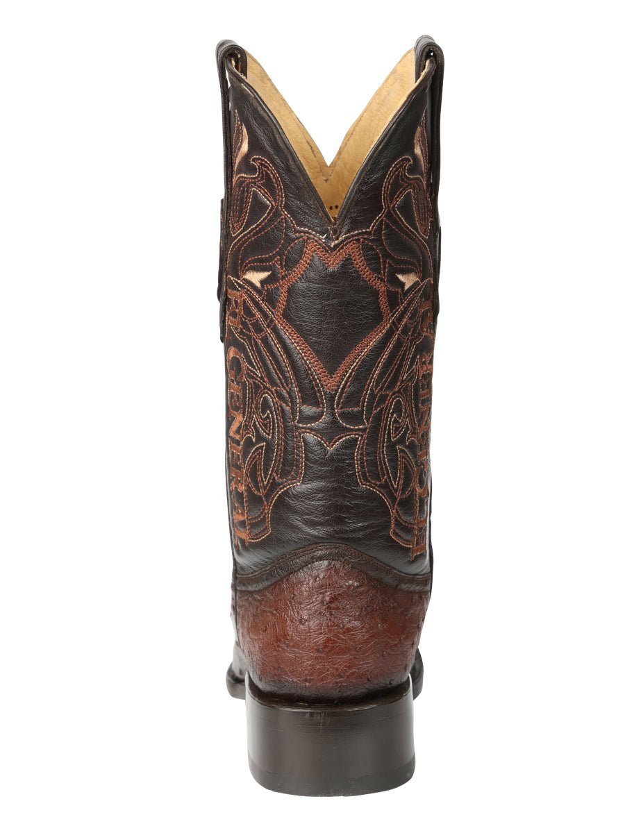 El General Men's Exotic Ostrich Leather Cowboy Boots - Brown 45076 - BELLEZA'S - El General Men's Exotic Ostrich Leather Cowboy Boots - Brown 45076 - CABALLERO - 04507601