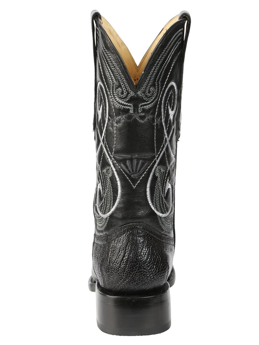 El General Men's Exotic Ostrich Leg Cowboy Boots - Black 45067 - BELLEZA'S - El General Men's Exotic Ostrich Leg Cowboy Boots - Black 45067 - CABALLERO - 04506701