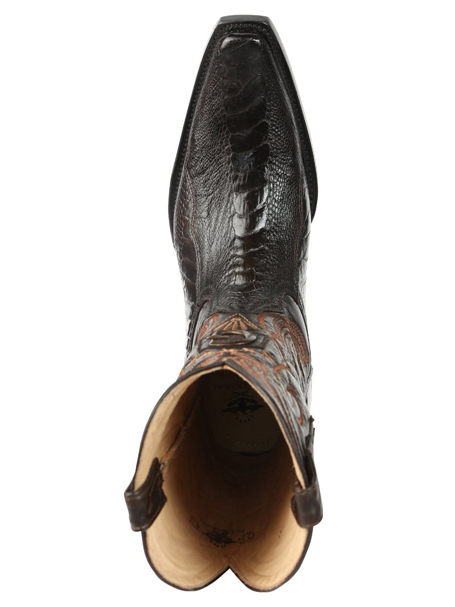 El General Men's Exotic Ostrich Leg Cowboy Boots - Brown 45068 - BELLEZA'S - El General Men's Exotic Ostrich Leg Cowboy Boots - Brown 45068 - CABALLERO - 04506801