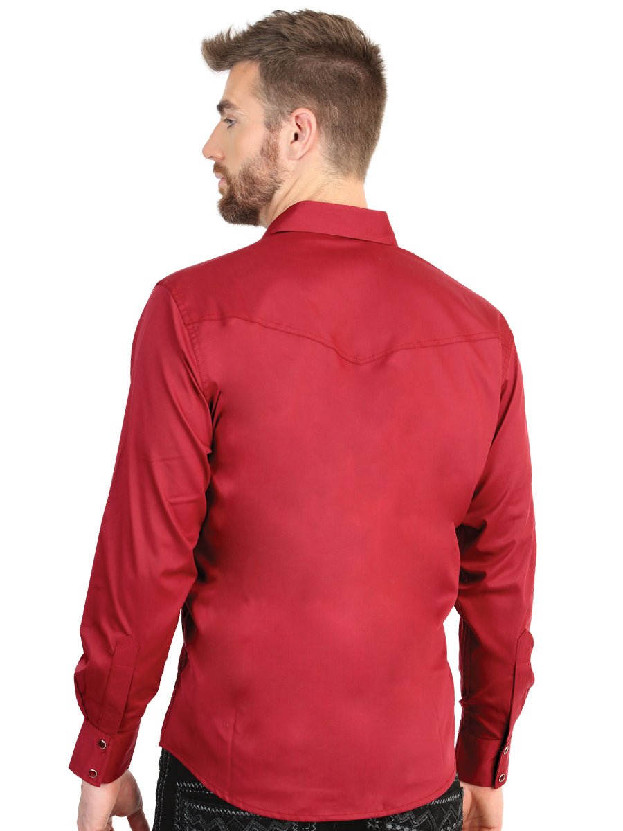 El General Men’s Long Sleeve Western Shirt - Red Stretch 45614 - BELLEZA'S - El General Men’s Long Sleeve Western Shirt - Red Stretch 45614 - CABALLERO - 04561401