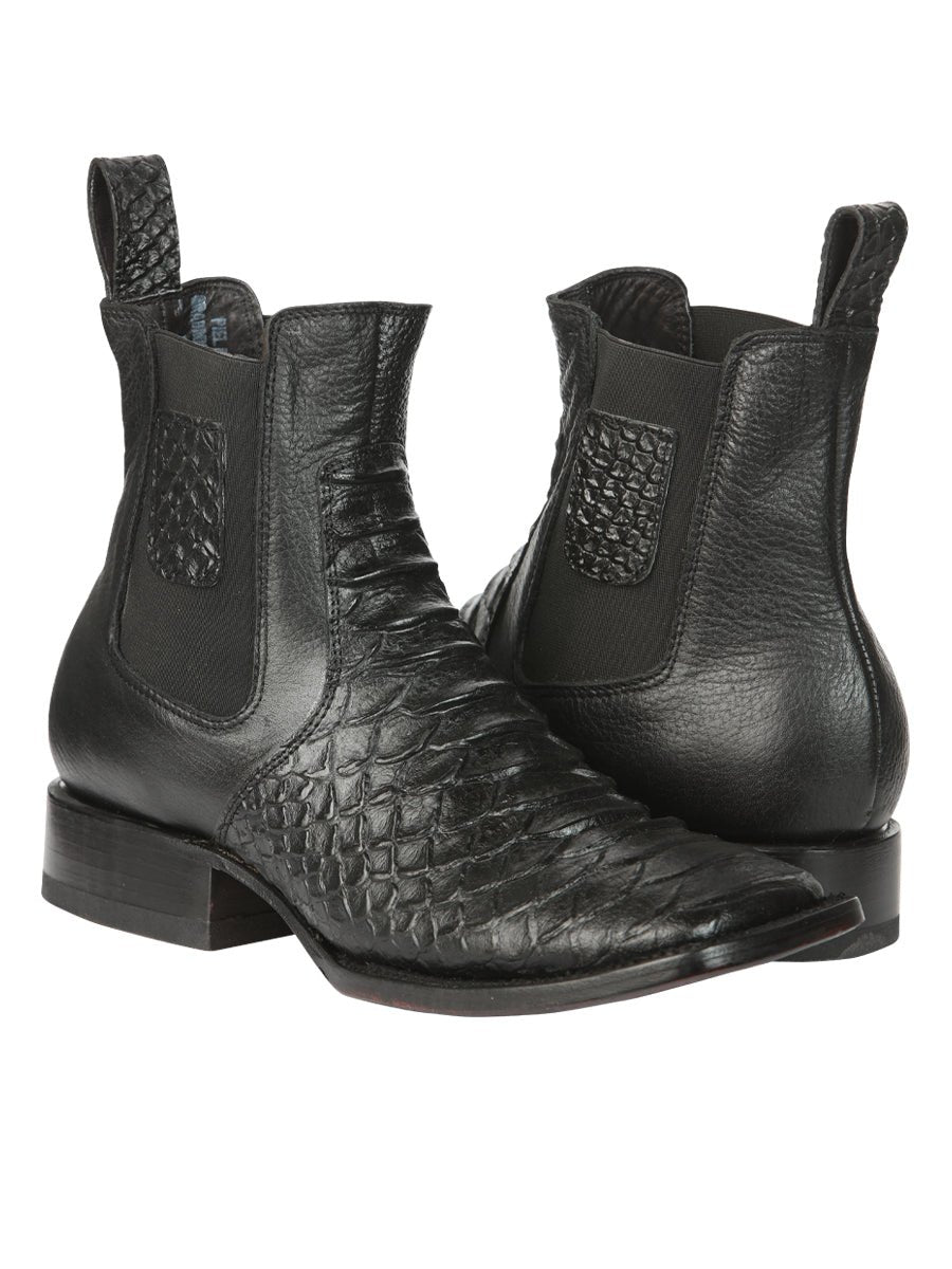 El General Men’s Python Imitation Black Ankle Boots 45093 - BELLEZA'S - El General Men’s Python Imitation Black Ankle Boots 45093 - CABALLERO - 04509301