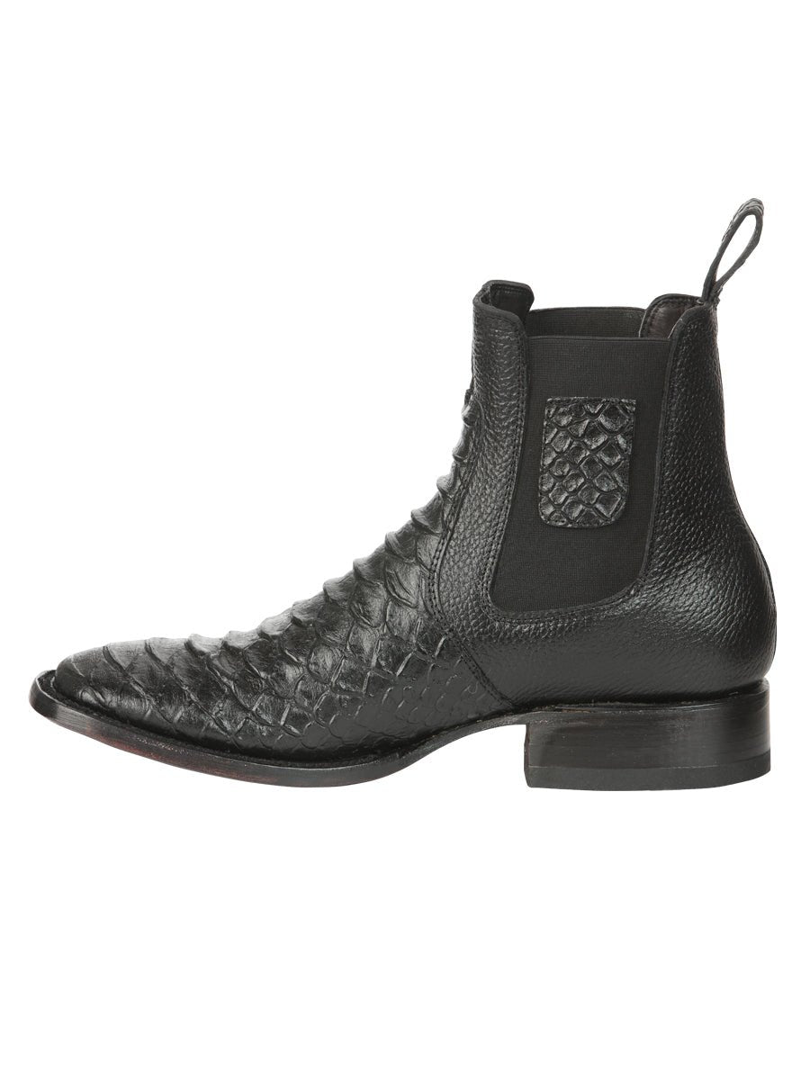 El General Men’s Python Imitation Black Ankle Boots 45093 - BELLEZA'S - El General Men’s Python Imitation Black Ankle Boots 45093 - CABALLERO - 04509301