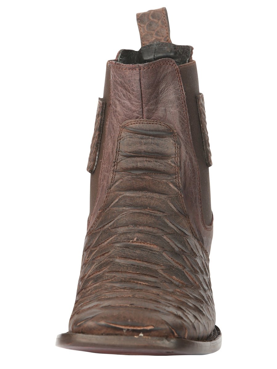 El General Men’s Python Imitation Brown Ankle Boots 45092 - BELLEZA'S - El General Men’s Python Imitation Brown Ankle Boots 45092 - CABALLERO - 04509201