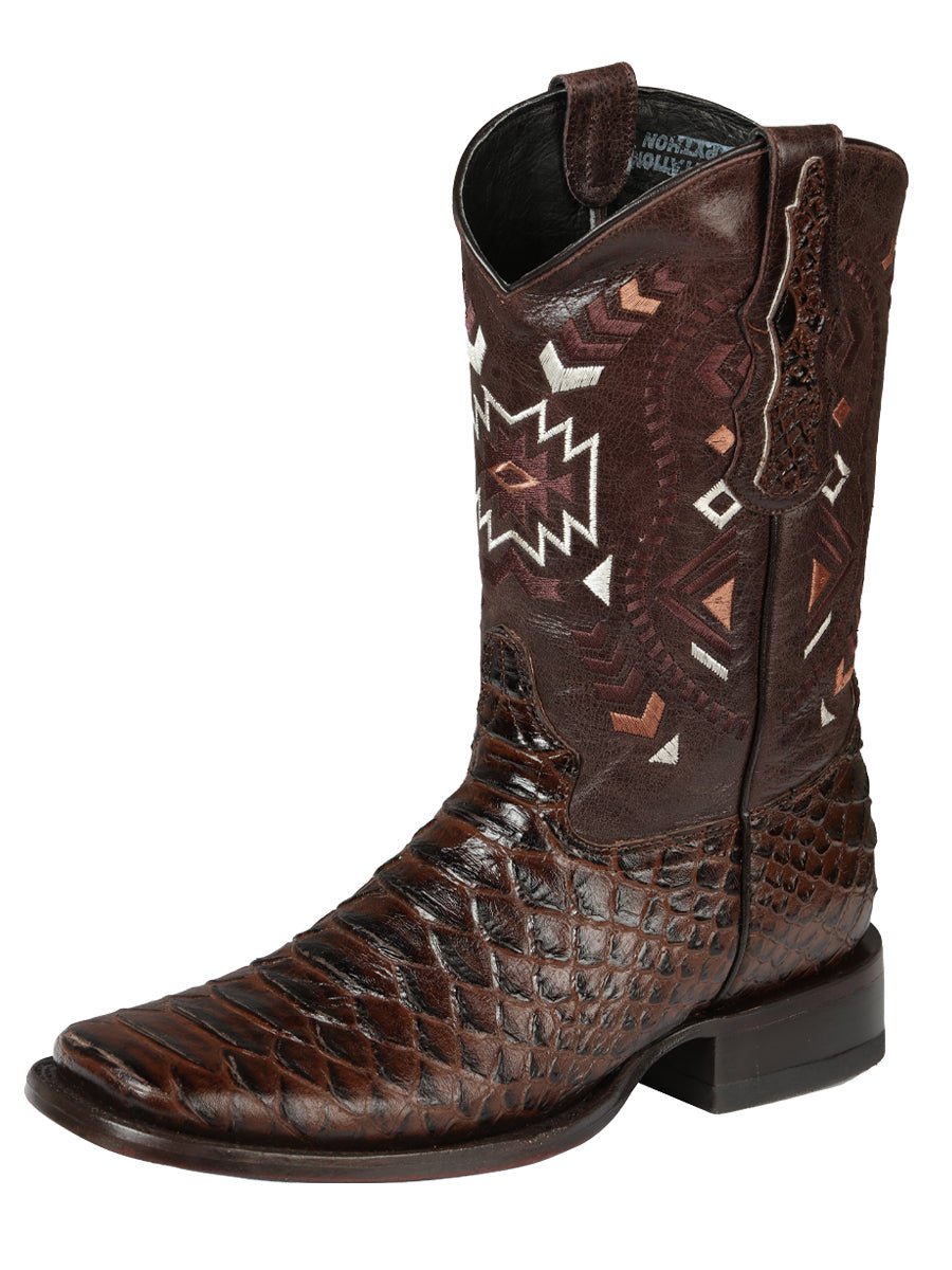 El General Men’s Python Imitation Rodeo Boots - Brown 45095 - BELLEZA'S - El General Men’s Python Imitation Rodeo Boots - Brown 45095 - CABALLERO - 04509501