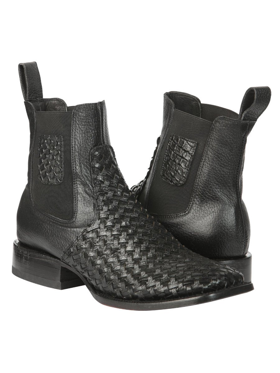 El General Men’s Rodeo Black Petatillo Woven Ankle Boots 45181 - BELLEZA'S - El General Men’s Rodeo Black Petatillo Woven Ankle Boots 45181 - CABALLERO - 04518101