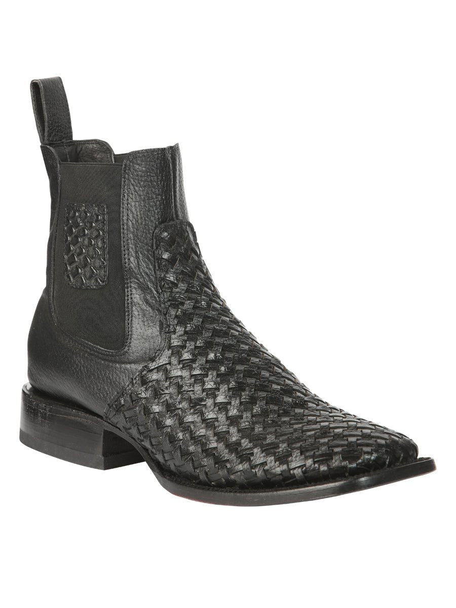 El General Men’s Rodeo Black Petatillo Woven Ankle Boots 45181 - BELLEZA'S - El General Men’s Rodeo Black Petatillo Woven Ankle Boots 45181 - CABALLERO - 04518101