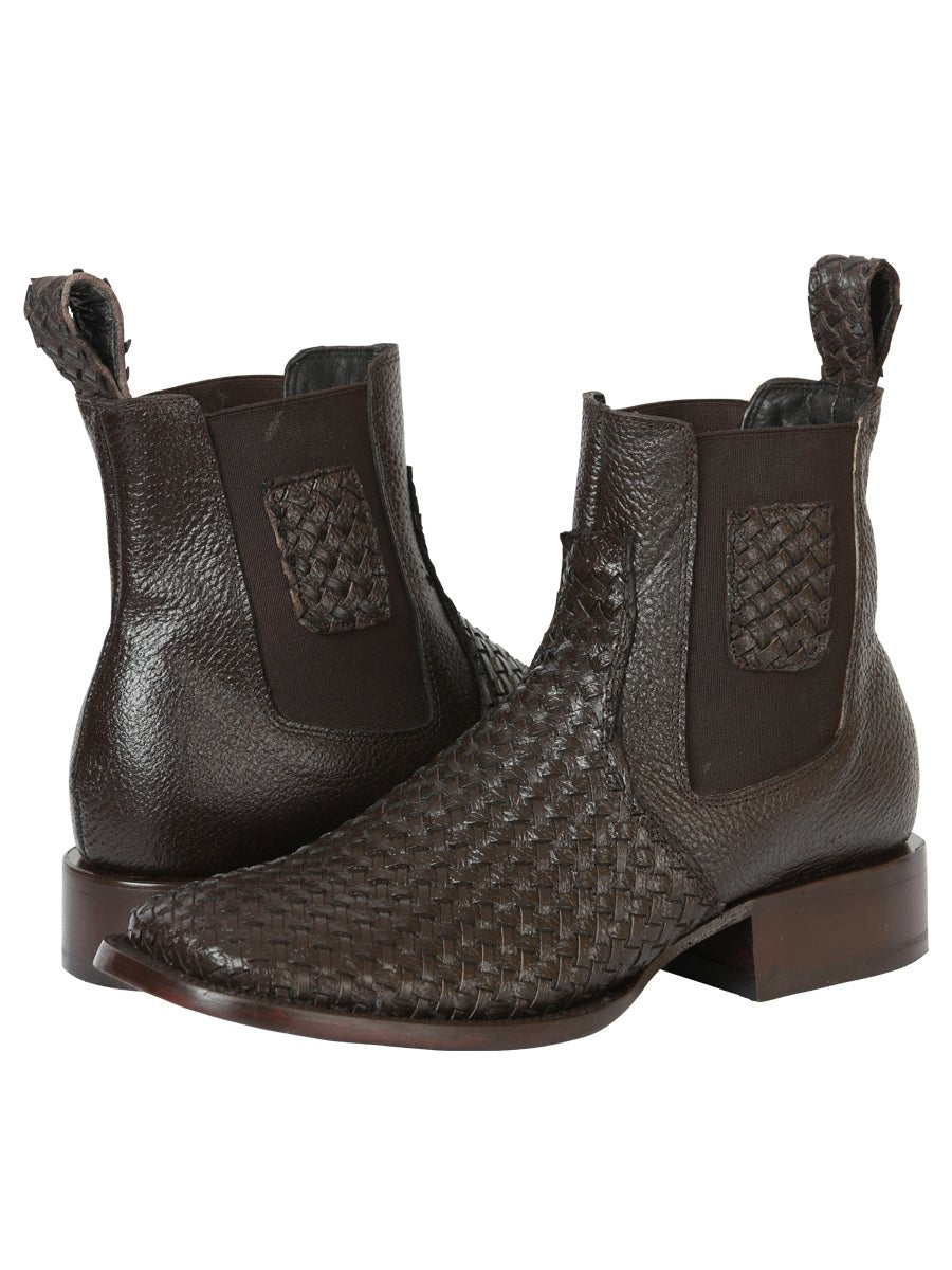 El General Men’s Rodeo Brown Petatillo Woven Ankle Boots 45177 - BELLEZA'S - El General Men’s Rodeo Brown Petatillo Woven Ankle Boots 45177 - CABALLERO - 04517701