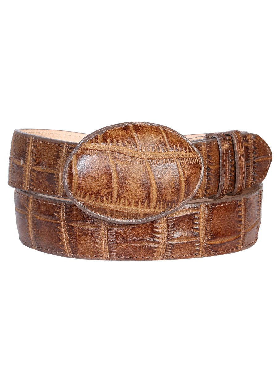 El General Men’s Western Belt - Crocodile Print Leather 41894 - BELLEZA'S - El General Men’s Western Belt - Crocodile Print Leather 41894 - CABALLERO - 04189401