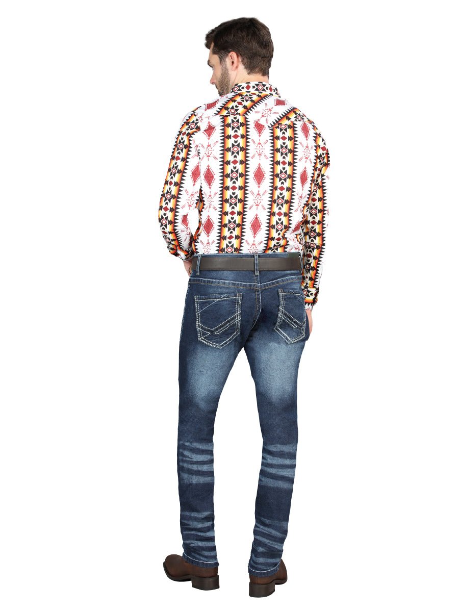 El Norteño Medium Blue Skinny Stretch Pants 126628 - BELLEZA'S - El Norteño Medium Blue Skinny Stretch Pants 126628 - CABALLERO - 12662801