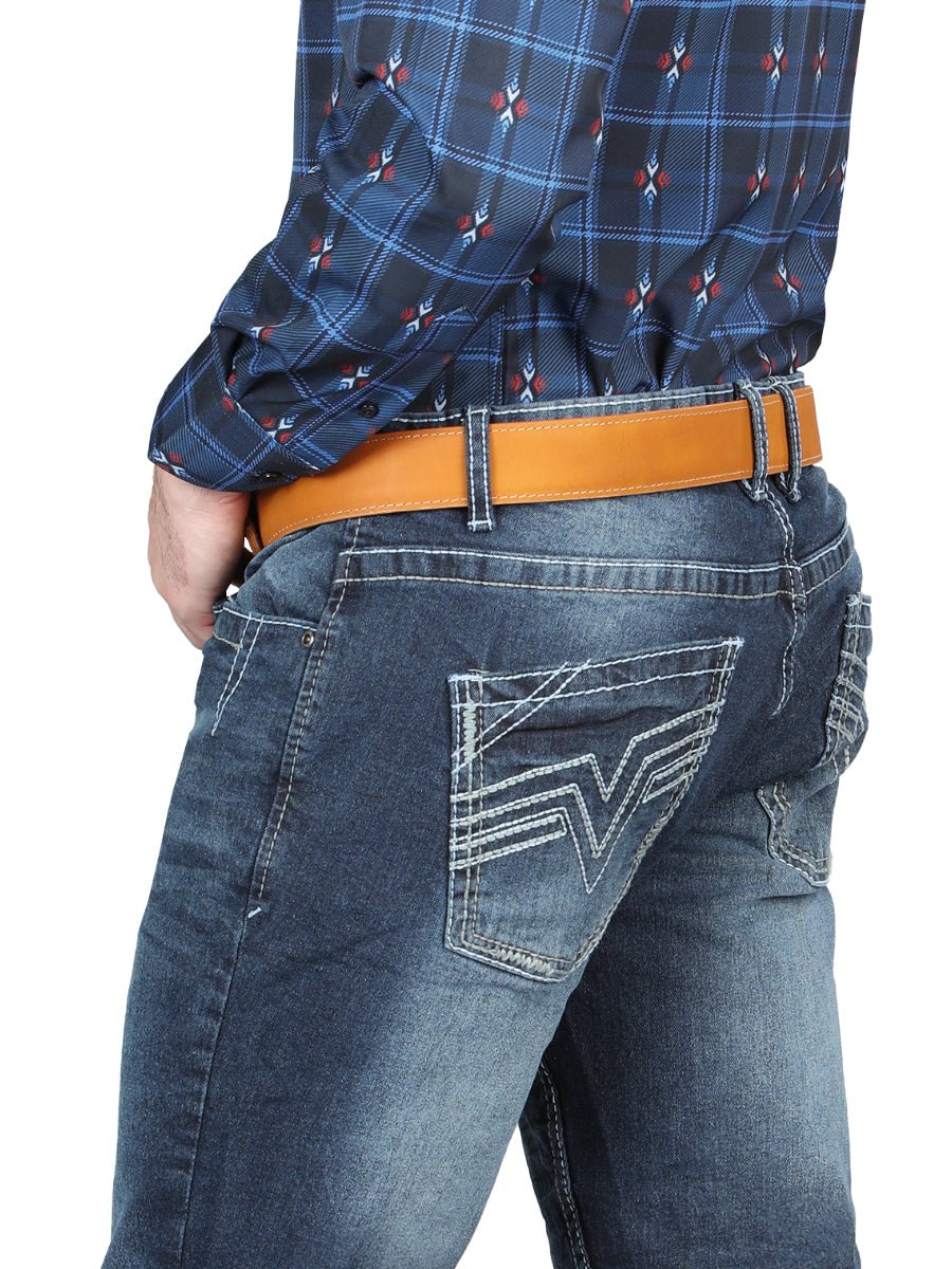 El Norteño Medium Blue Skinny Stretch Pants 126631 - BELLEZA'S - El Norteño Medium Blue Skinny Stretch Pants 126631 - CABALLERO - 12663101