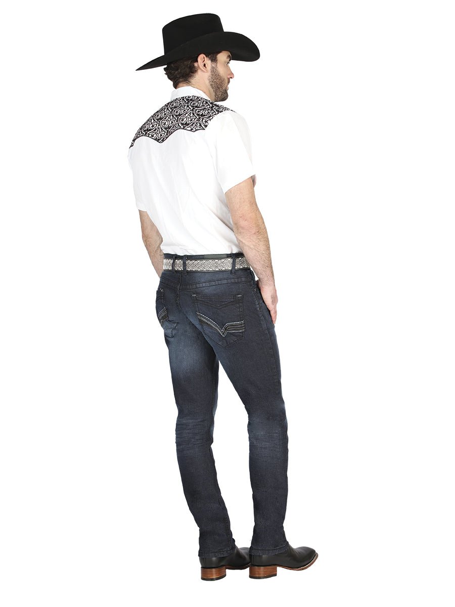 El Norteño Skinny Stretch Denim Pants In Dark Blue 126634 - BELLEZA'S - El Norteño Skinny Stretch Denim Pants In Dark Blue 126634 - CABALLERO - 12663401