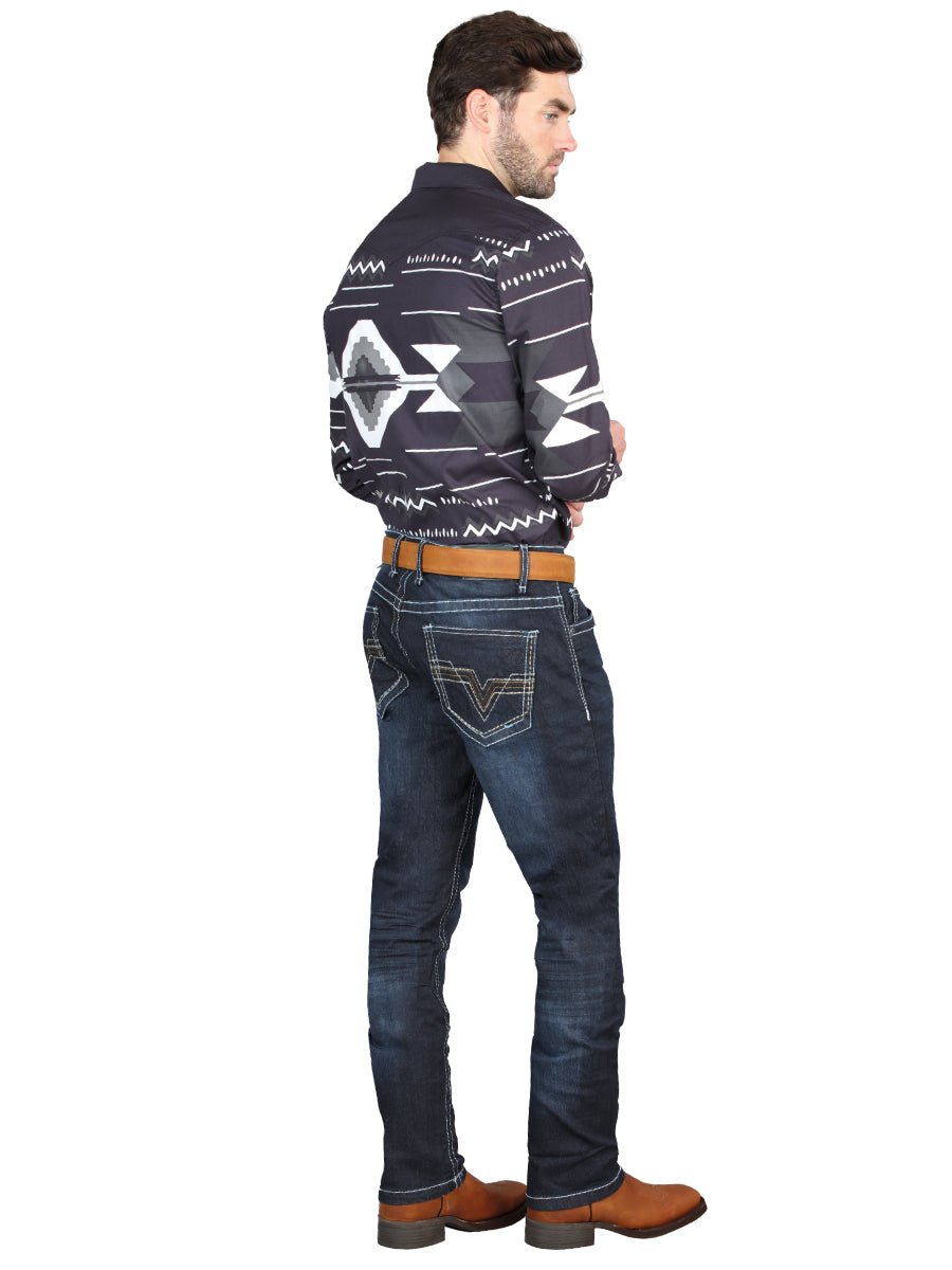 El Norteño Skinny Stretch Denim Pants In Dark Blue 126635 - BELLEZA'S - El Norteño Skinny Stretch Denim Pants In Dark Blue 126635 - CABALLERO - 12663501