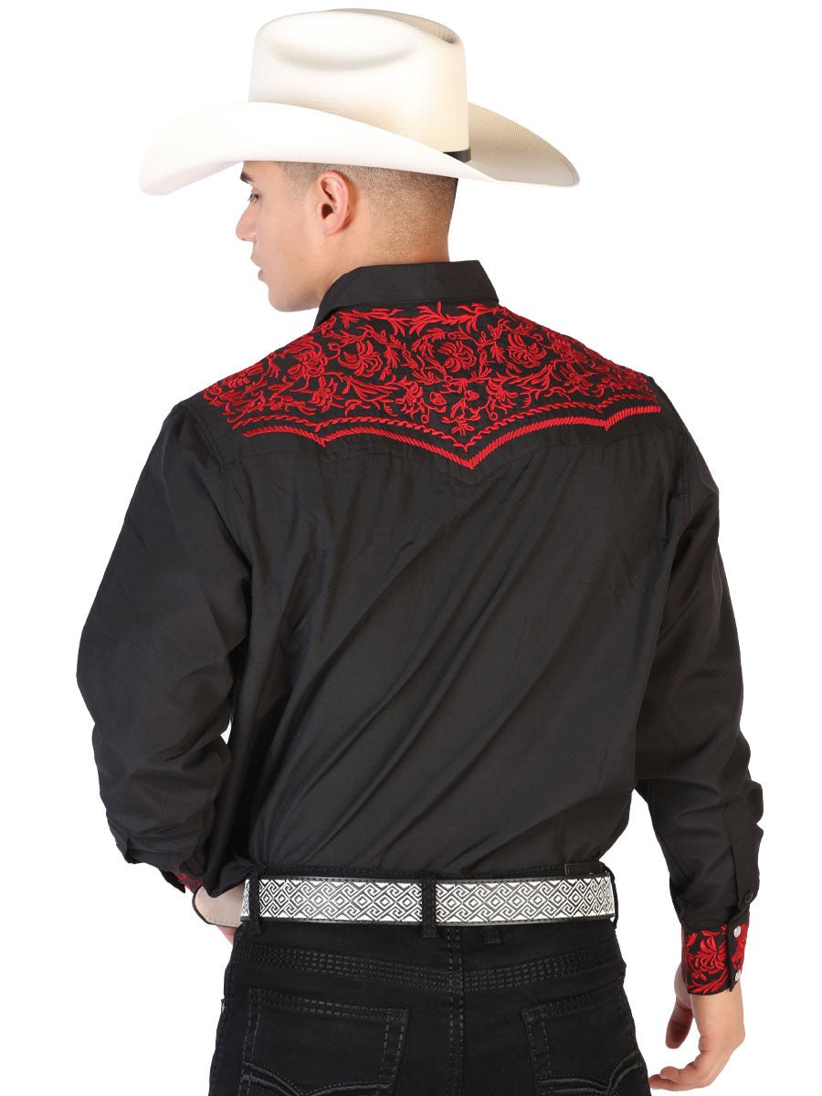 El Señor de los Cielos Embroidery Shirt Black/Red 43301 - BELLEZA'S - El Señor de los Cielos Embroidery Shirt Black/Red 43301 - CABALLERO - 04330101