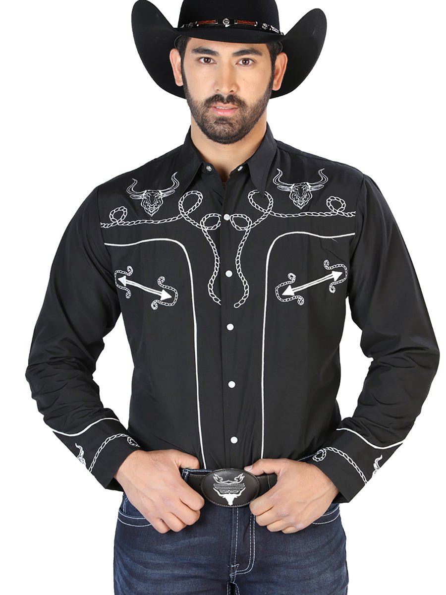 El Señor de los Cielos Embroidery Shirt Black/White 126711 - BELLEZA'S - El Señor de los Cielos Embroidery Shirt Black/White 126711 - CABALLERO - 12671101