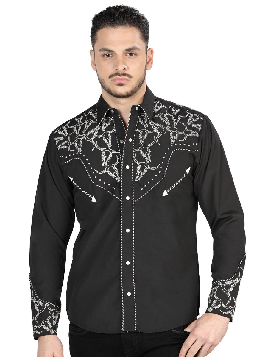 El Señor De Los Cielos Embroidery Shirt Black/White 44340 - BELLEZA'S - El Señor De Los Cielos Embroidery Shirt Black/White 44340 - CABALLERO - 04434001