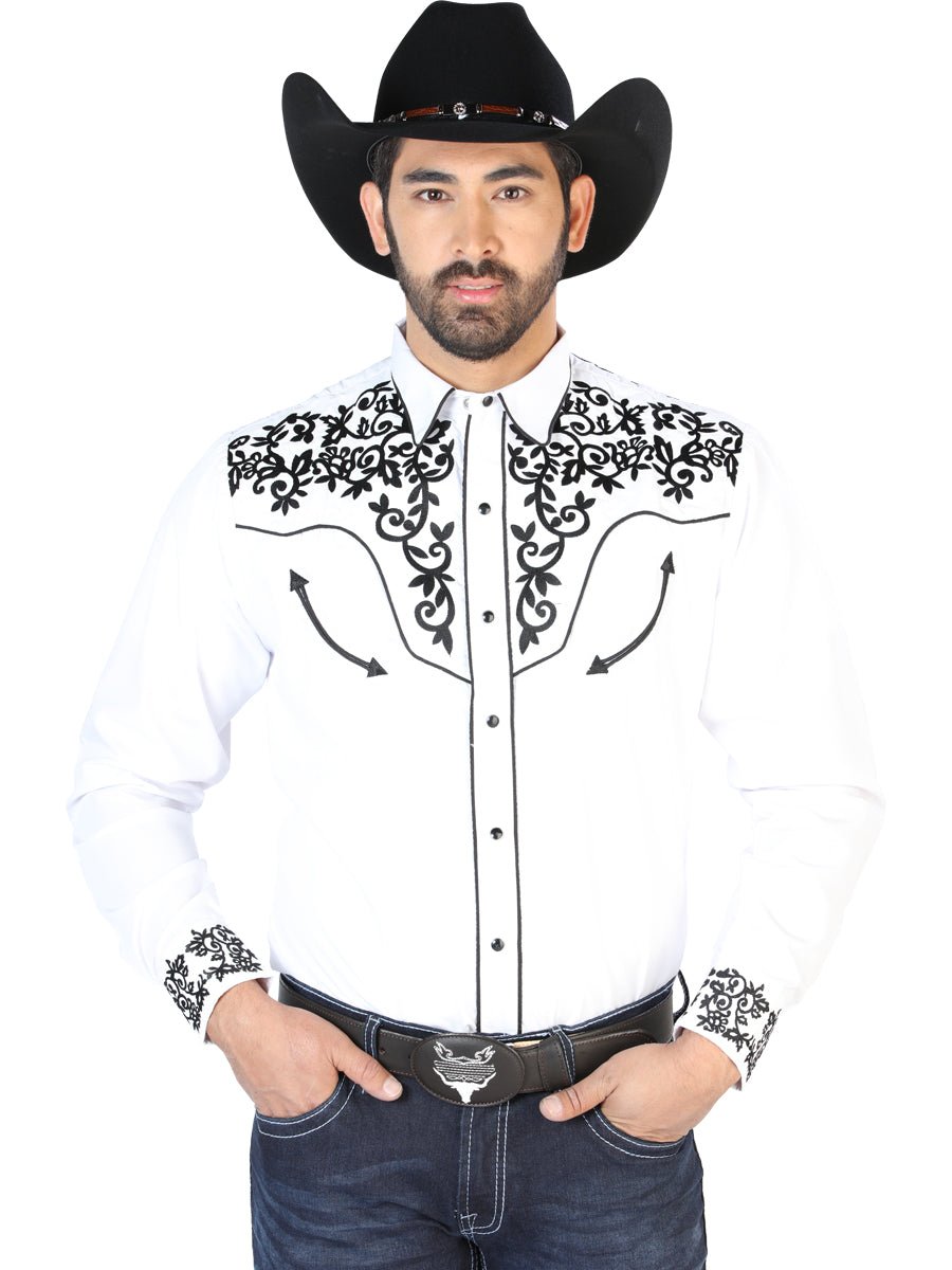 El Señor de los Cielos Embroidery Shirt White/Black 126702 - BELLEZA'S - El Señor de los Cielos Embroidery Shirt White/Black 126702 - CABALLERO - 12670201