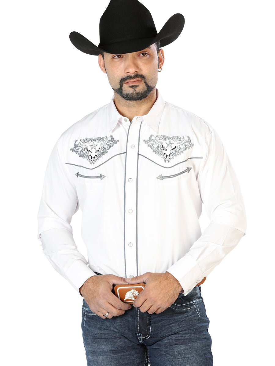 El Señor de los Cielos Embroidery Shirt White/Gray 126677 - BELLEZA'S - El Señor de los Cielos Embroidery Shirt White/Gray 126677 - CABALLERO - 12667701