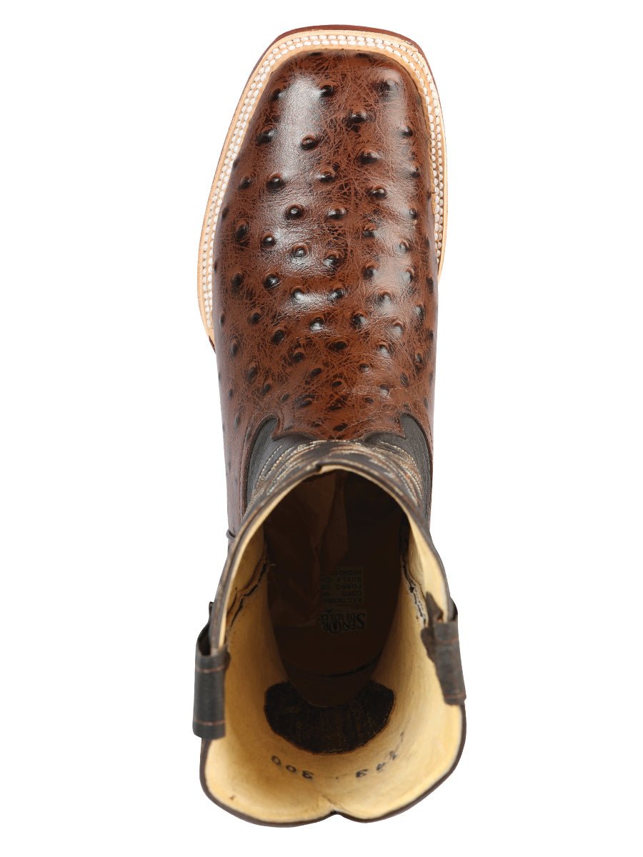 El Señor de los Cielos Men’s Rodeo Boot - Imitation Ostrich Leather - Brown 44934 - BELLEZA'S - El Señor de los Cielos Men’s Rodeo Boot - Imitation Ostrich Leather - Brown 44934 - CABALLERO - 04493401