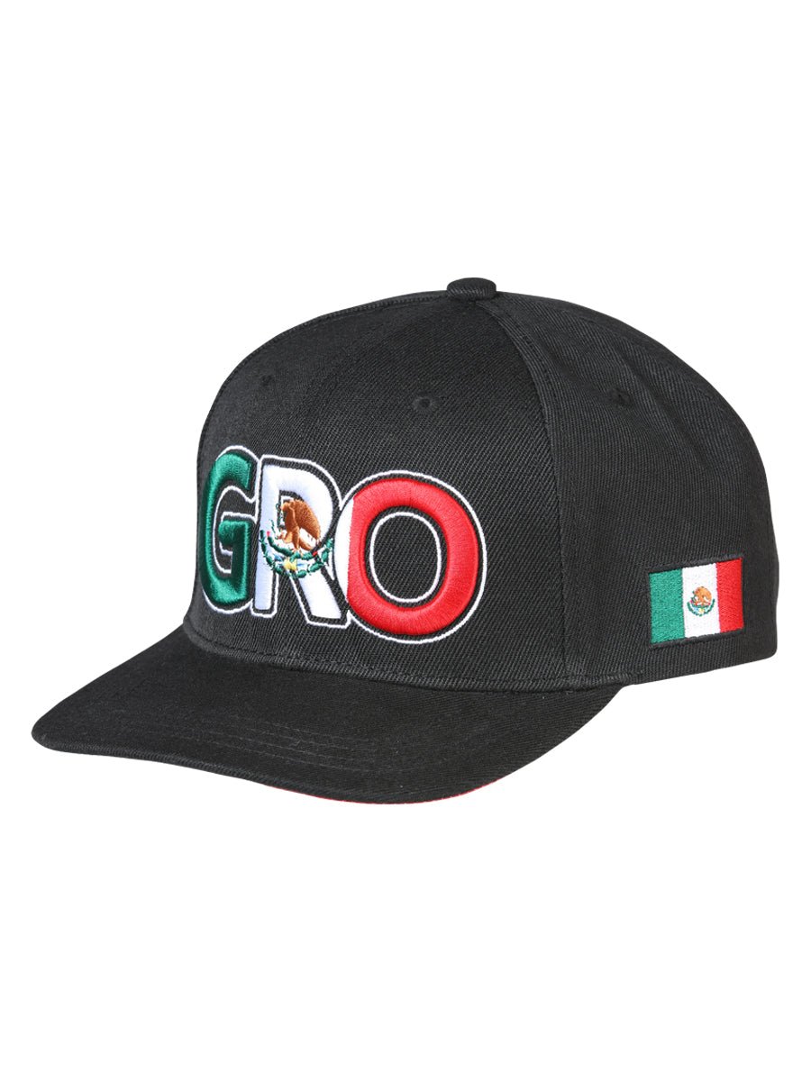 Guerrero Black Embroidered Polyester Snap Back Cap 'El General' 44791 - BELLEZA'S - Guerrero Black Embroidered Polyester Snap Back Cap 'El General' 44791 - Caps - 04479101