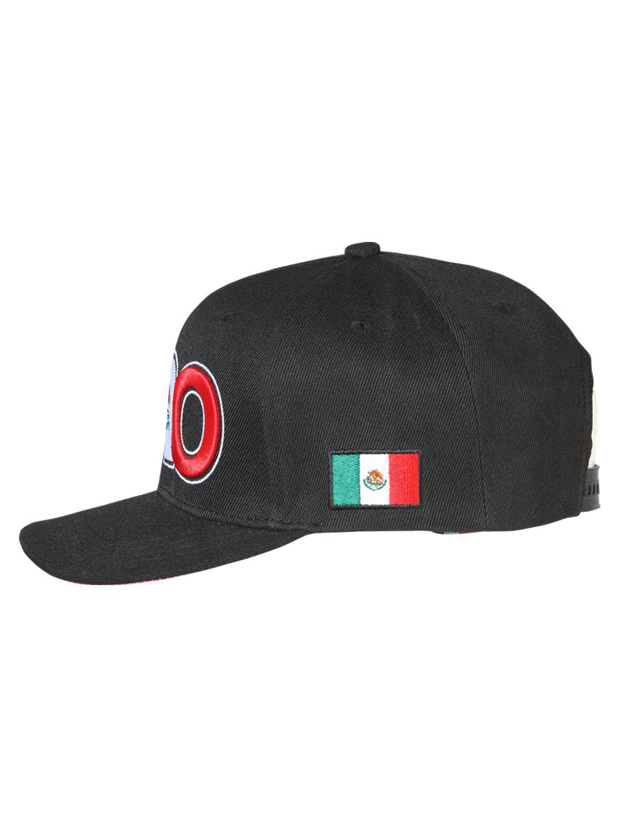 Guerrero Black Embroidered Polyester Snap Back Cap 'El General' 44791 - BELLEZA'S - Guerrero Black Embroidered Polyester Snap Back Cap 'El General' 44791 - Caps - 04479101